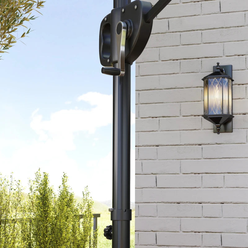 Square Cantilever Patio Umbrella, Double Top Patio Hanging Offset Umbrella with Crank & Tilt, 8' x 9', Dark Grey