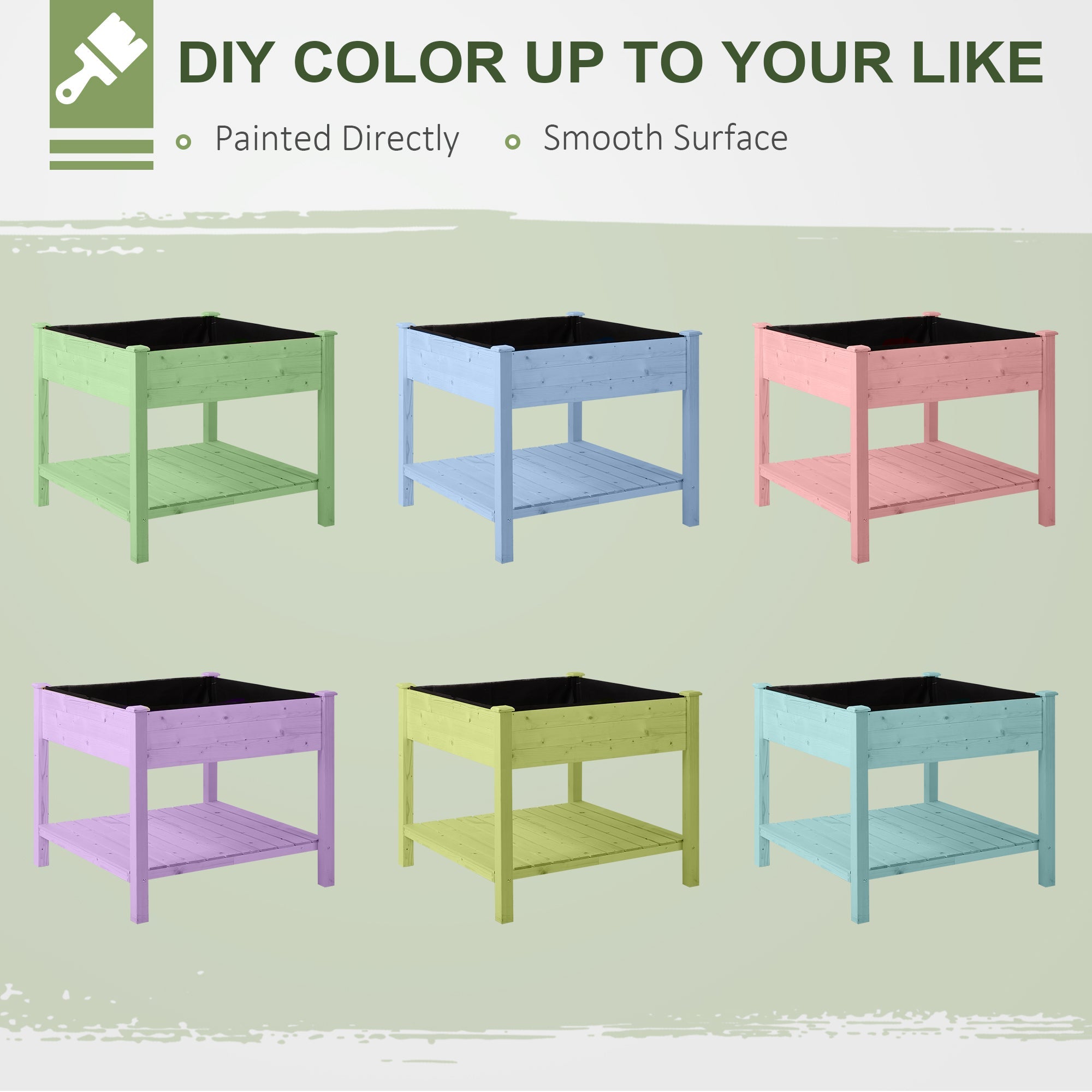 Outsunny Elevated Wooden Planter Box 35.75'' Outdoor Raised Garden Bed with Storage Shelf for Vegetables Flowers Herbs