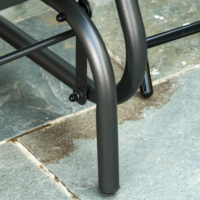Patio Glider Set of 2 Outdoor Glider Chair with Breathable Mesh Seat & Backrest, Armrests and Metal Frame, Black