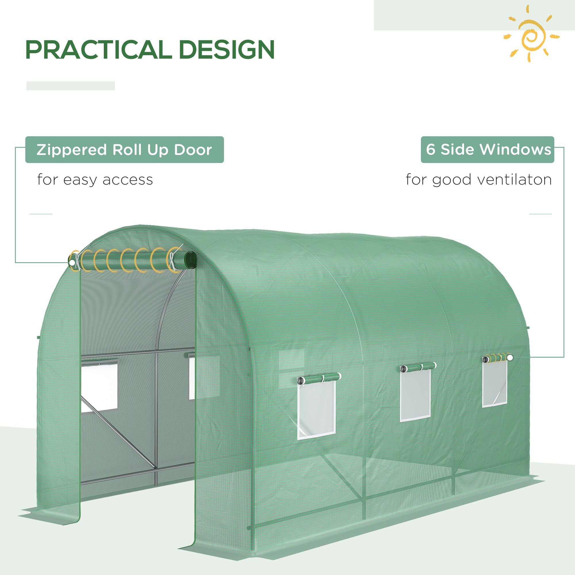 Outsunny Walk-in Tunnel Grow House: 11.5x6.6 Outdoor Plant Growing Hot House with Roll Up Door