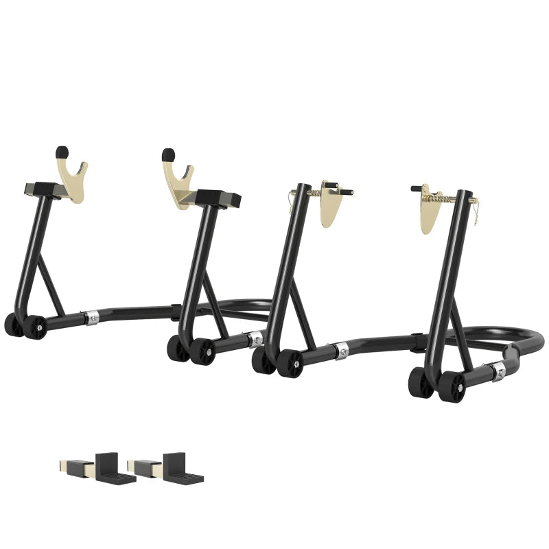 Motorcycle Stand Set, 850 lbs Capacity Front & Rear Combo Wheel Paddock Stand Lift for Dirt Bikes, Black