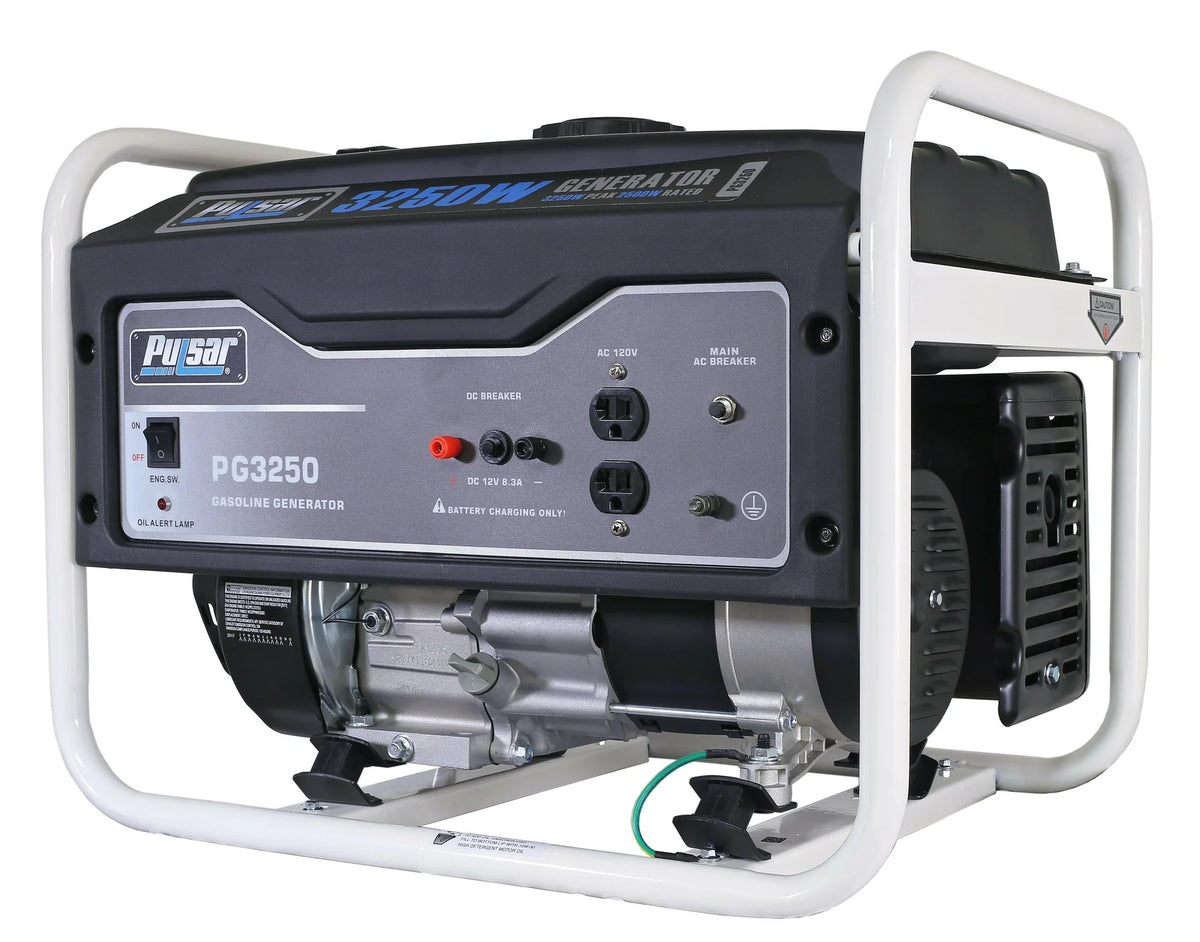 Pulsar PG3250 Portable Gasoline Generator – 3,250W Peak, 2,500W Running, 7 HP Engine