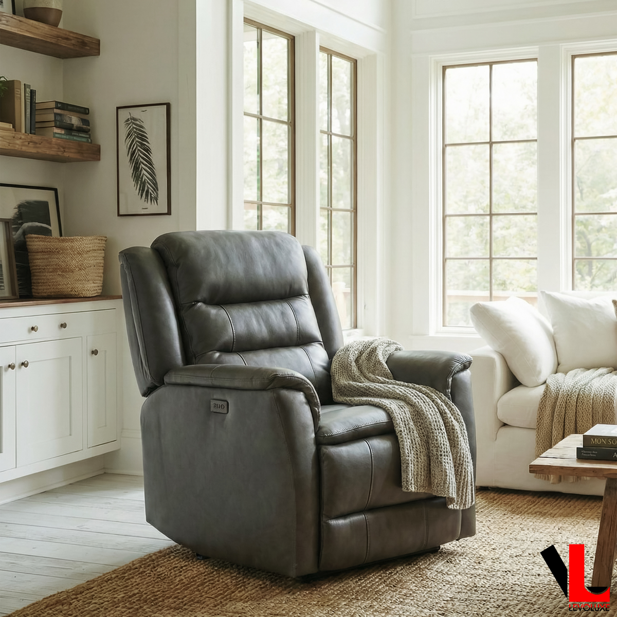Carter 35" Power Reclining Chair in Leather Match - Available in 2 Colours