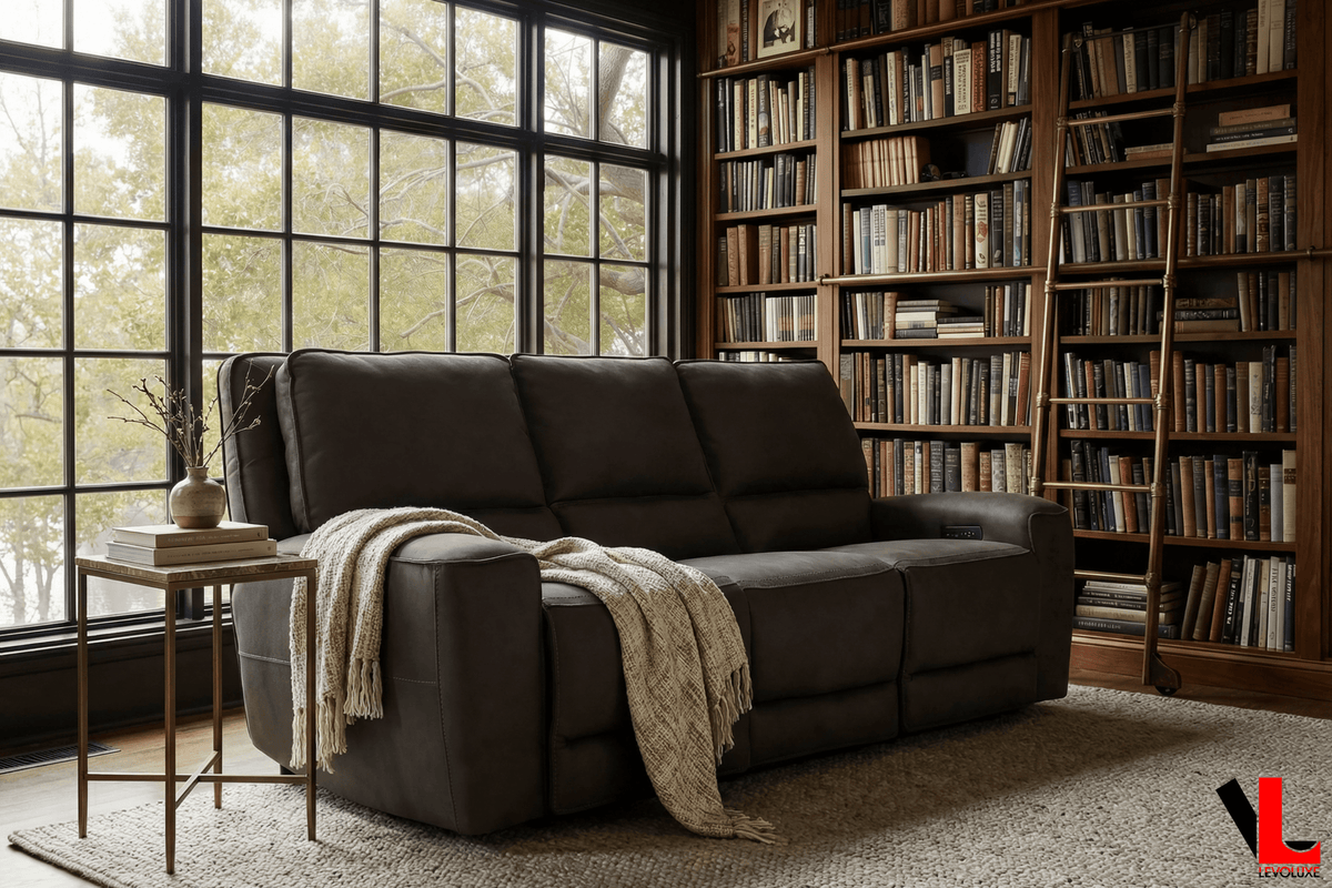 Odessa 92" Power Reclining 3 Seater Sofa with Power Headrests in Tex Grey Leather Match