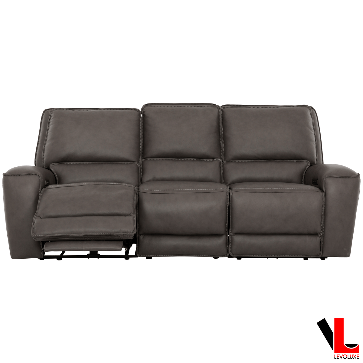 Odessa 92" Power Reclining 3 Seater Sofa with Power Headrests in Tex Grey Leather Match