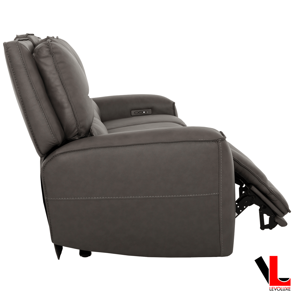 Odessa 92" Power Reclining 3 Seater Sofa with Power Headrests in Tex Grey Leather Match