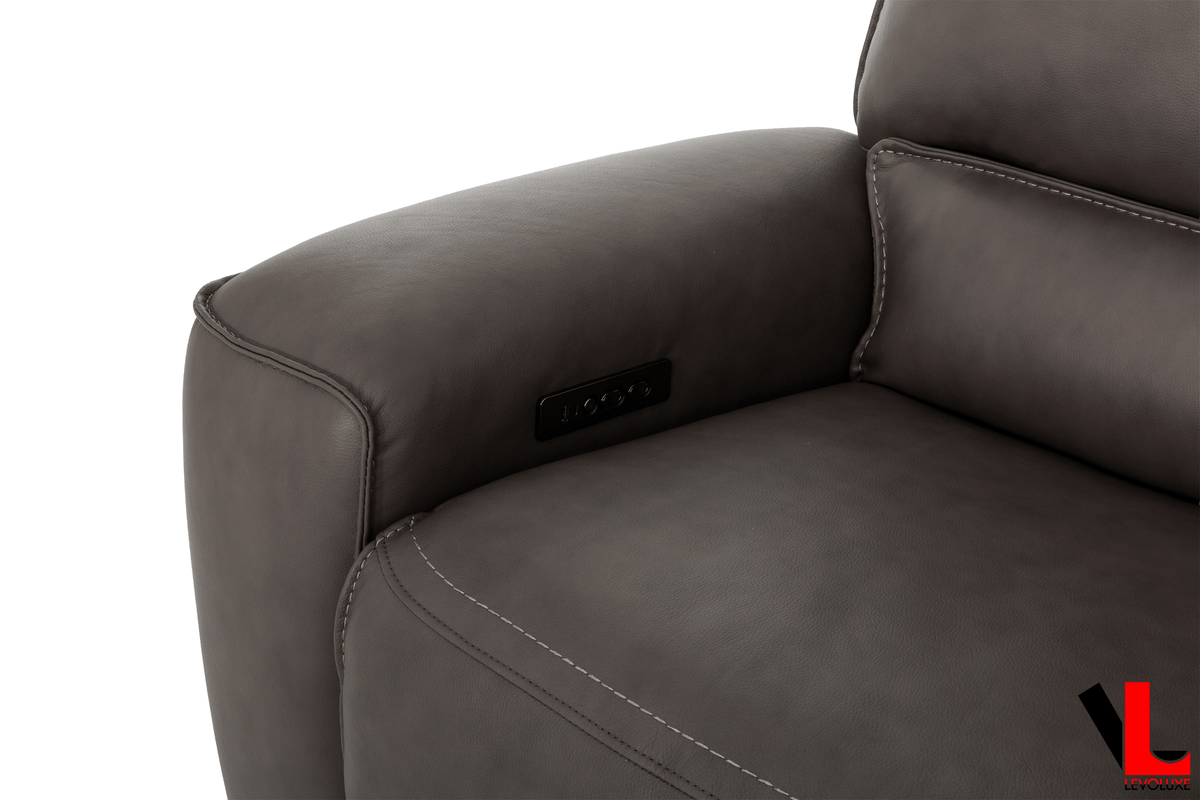 Odessa 92" Power Reclining 3 Seater Sofa with Power Headrests in Tex Grey Leather Match