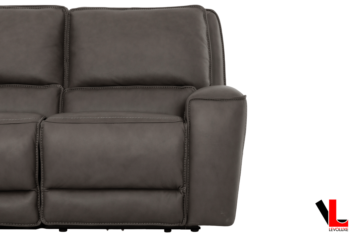 Odessa 92" Power Reclining 3 Seater Sofa with Power Headrests in Tex Grey Leather Match