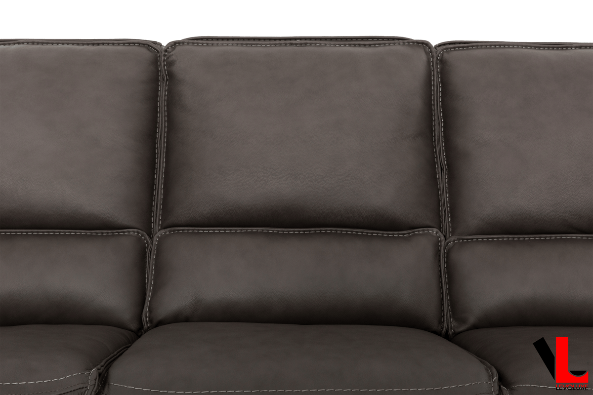 Odessa 92" Power Reclining 3 Seater Sofa with Power Headrests in Tex Grey Leather Match