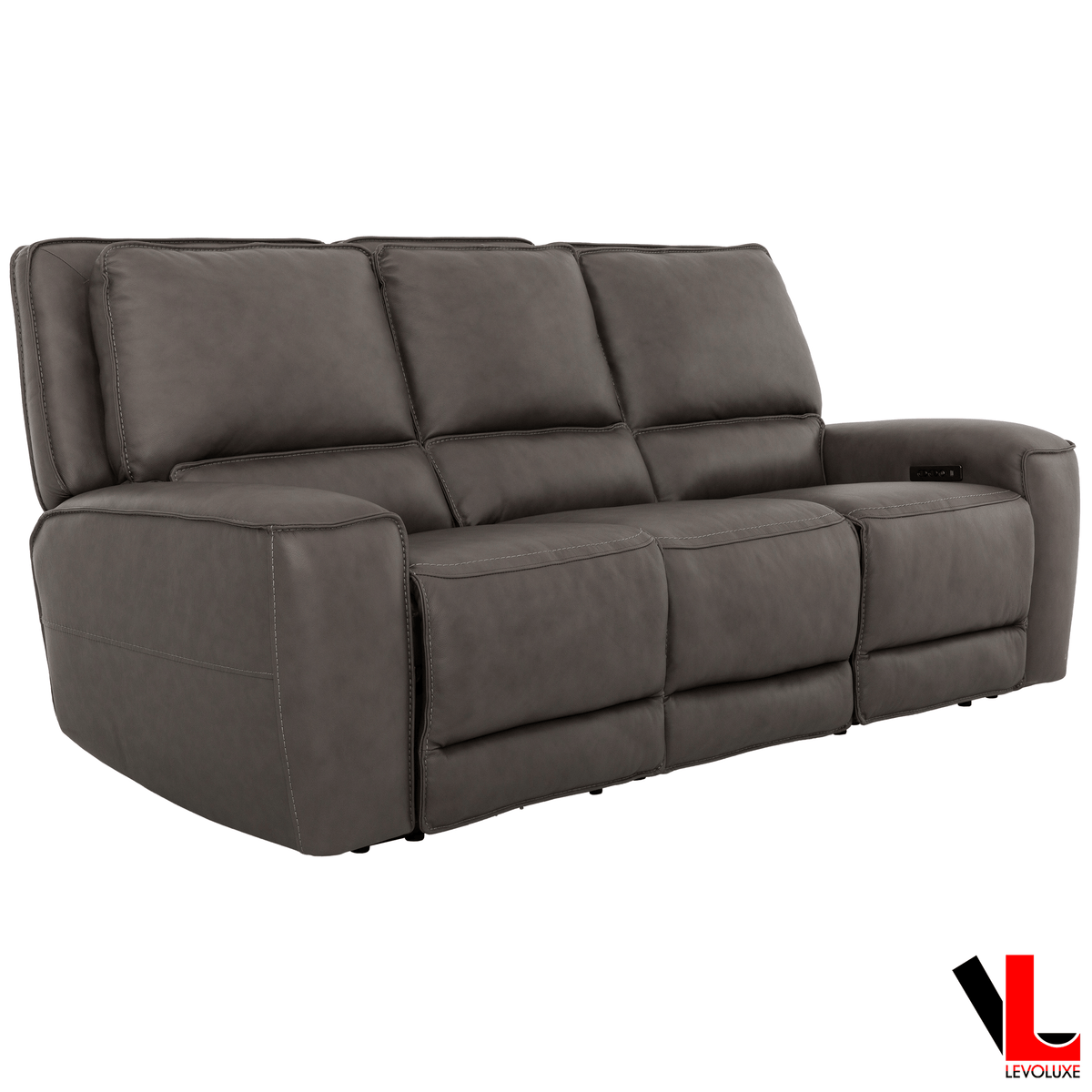 Odessa 92" Power Reclining 3 Seater Sofa with Power Headrests in Tex Grey Leather Match
