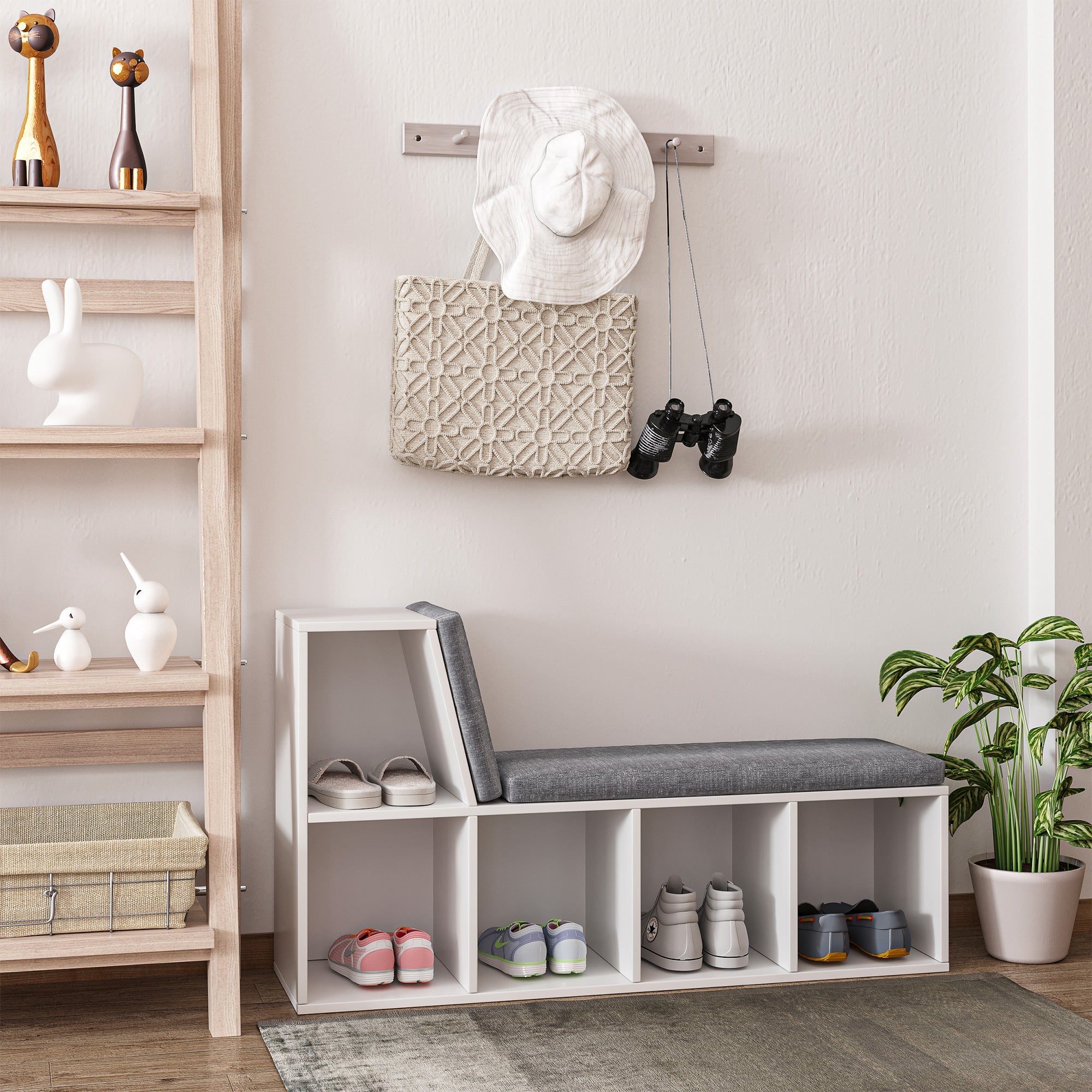 HOMCOM 2-Tier Bookcase: Grey Modern Freestanding Bookshelf for Home Office Display