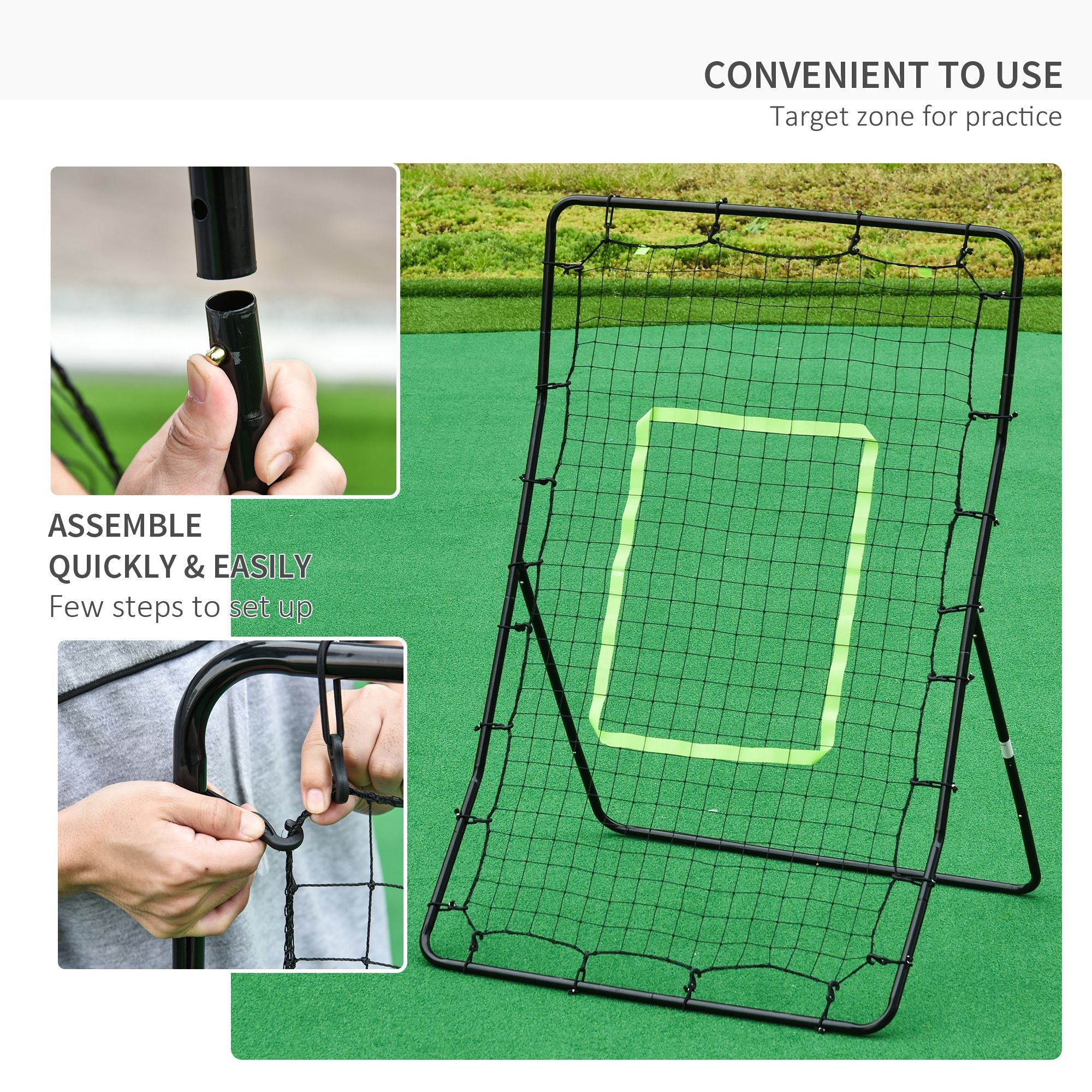 Soozier Multi-use Sports Rebounder Net Pitchback Sreen Target Throwing Pitching Fielding Catching Practice Trainer Adjustable Angle