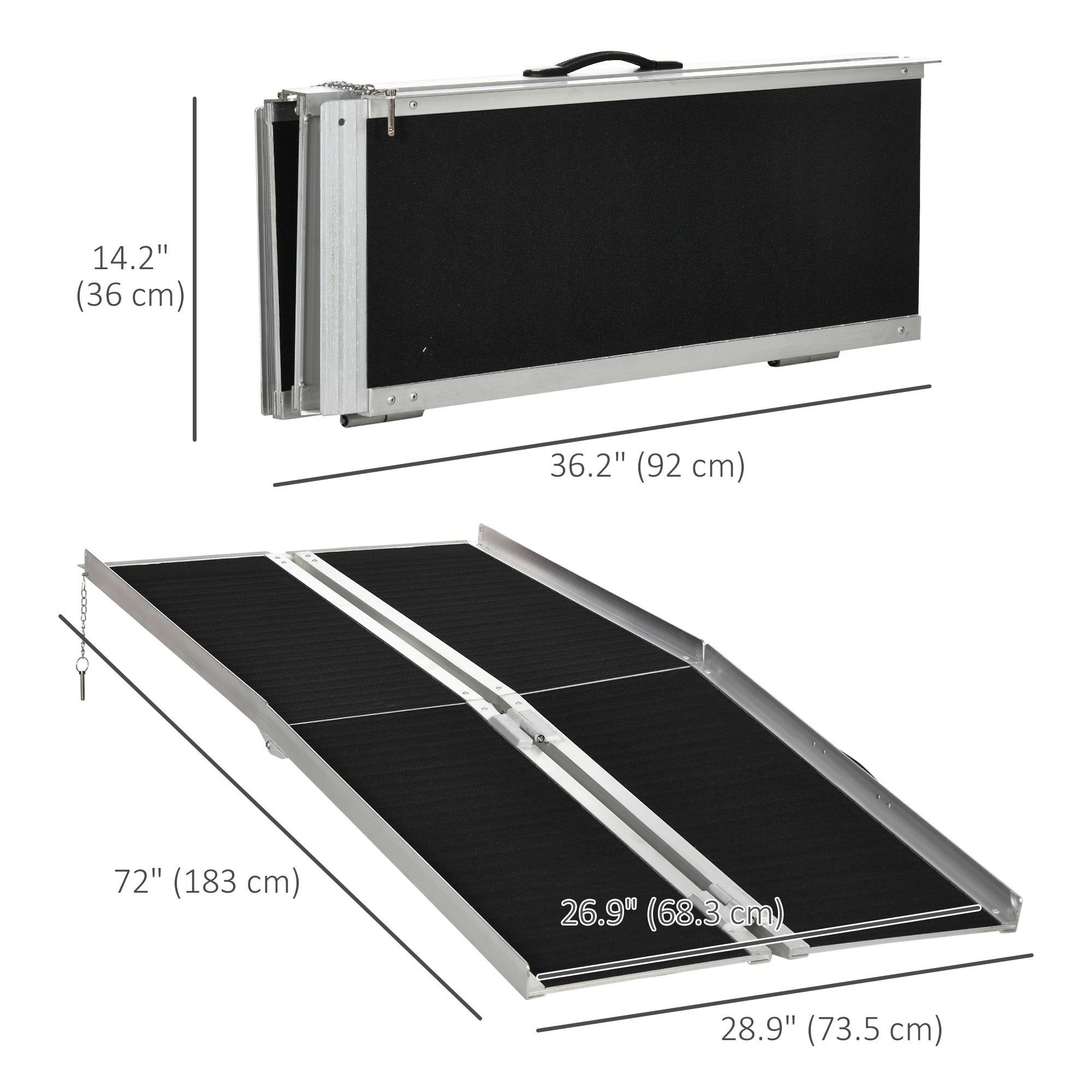 HOMCOM Foldable Aluminum Scooter Ramp: 6ft Non-Skid PVC Surface, Portable Mobility Assistance for Effortless Movement