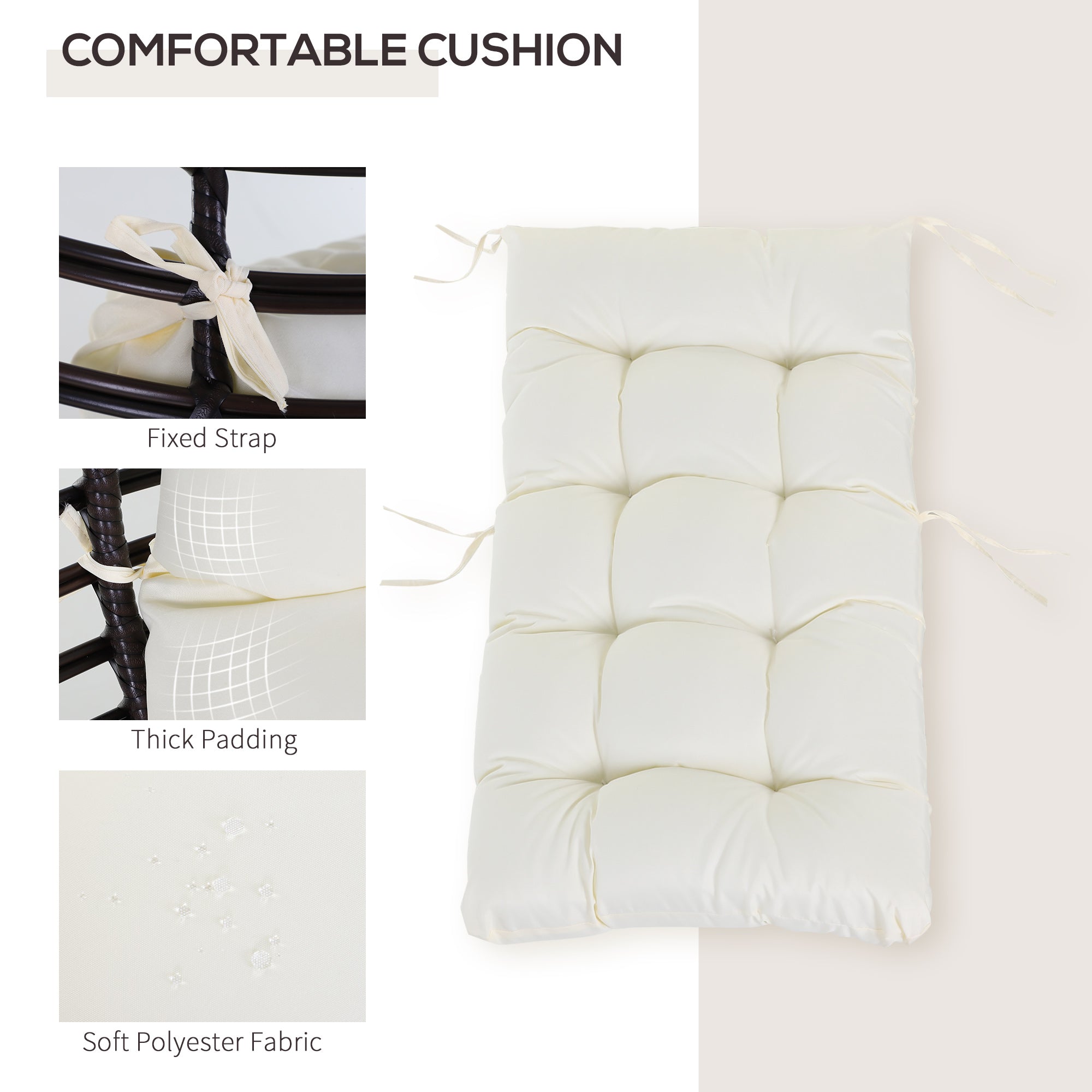 Outsunny Rattan Wicker Egg Chair Lounge Chair with Cushion Outdoor Indoor Adjustable Brown 352lbs Capacity