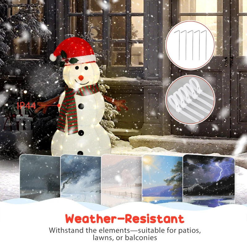 Lighted Christmas Decoration, Outdoor Christmas Snowman with LED Lights, Stakes, Zip Ties, IP44 Waterproof