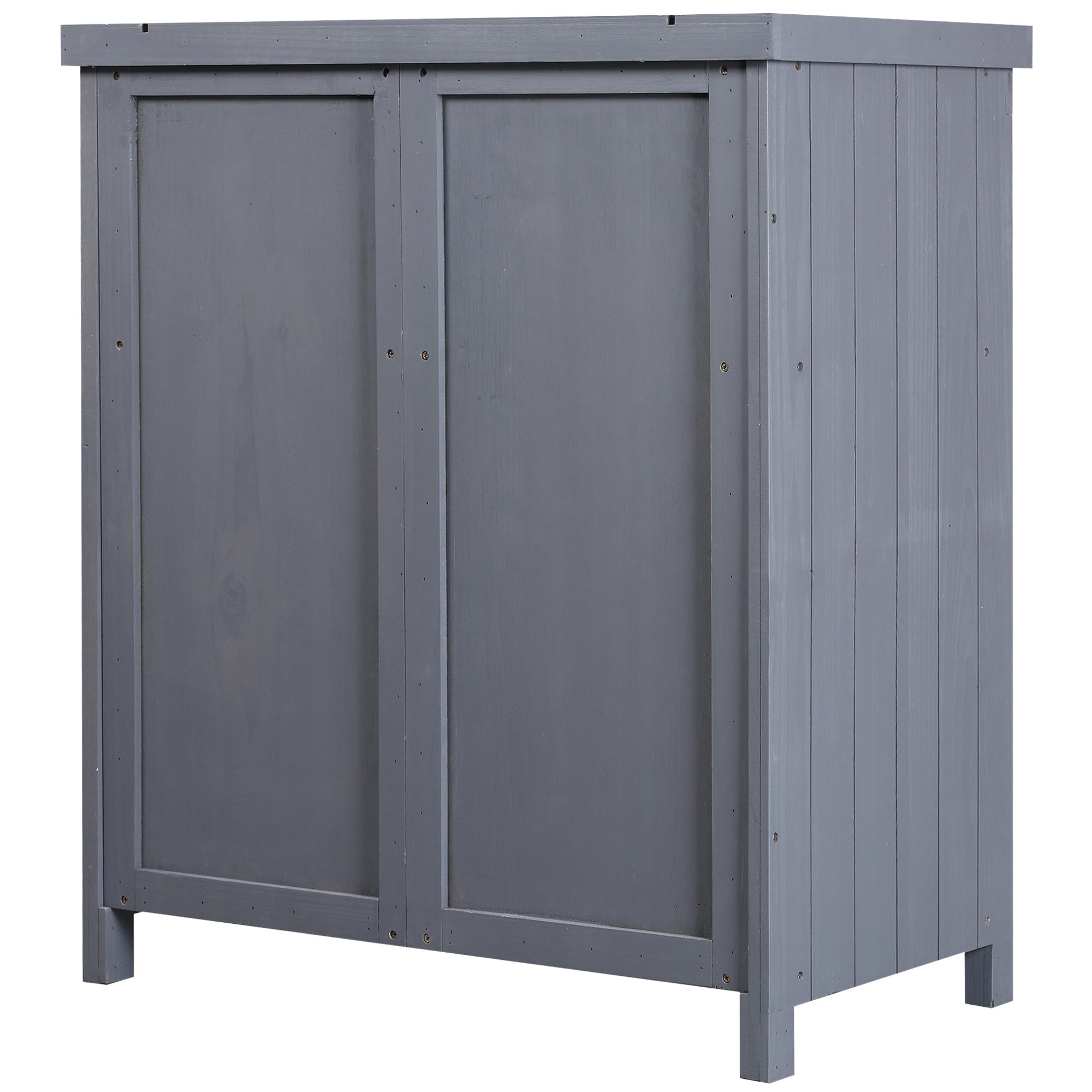 Outsunny Garden Storage Cabinet Outdoor Tool Shed Galvanized Top Two Shelves for Yard Pool Accessories Grey