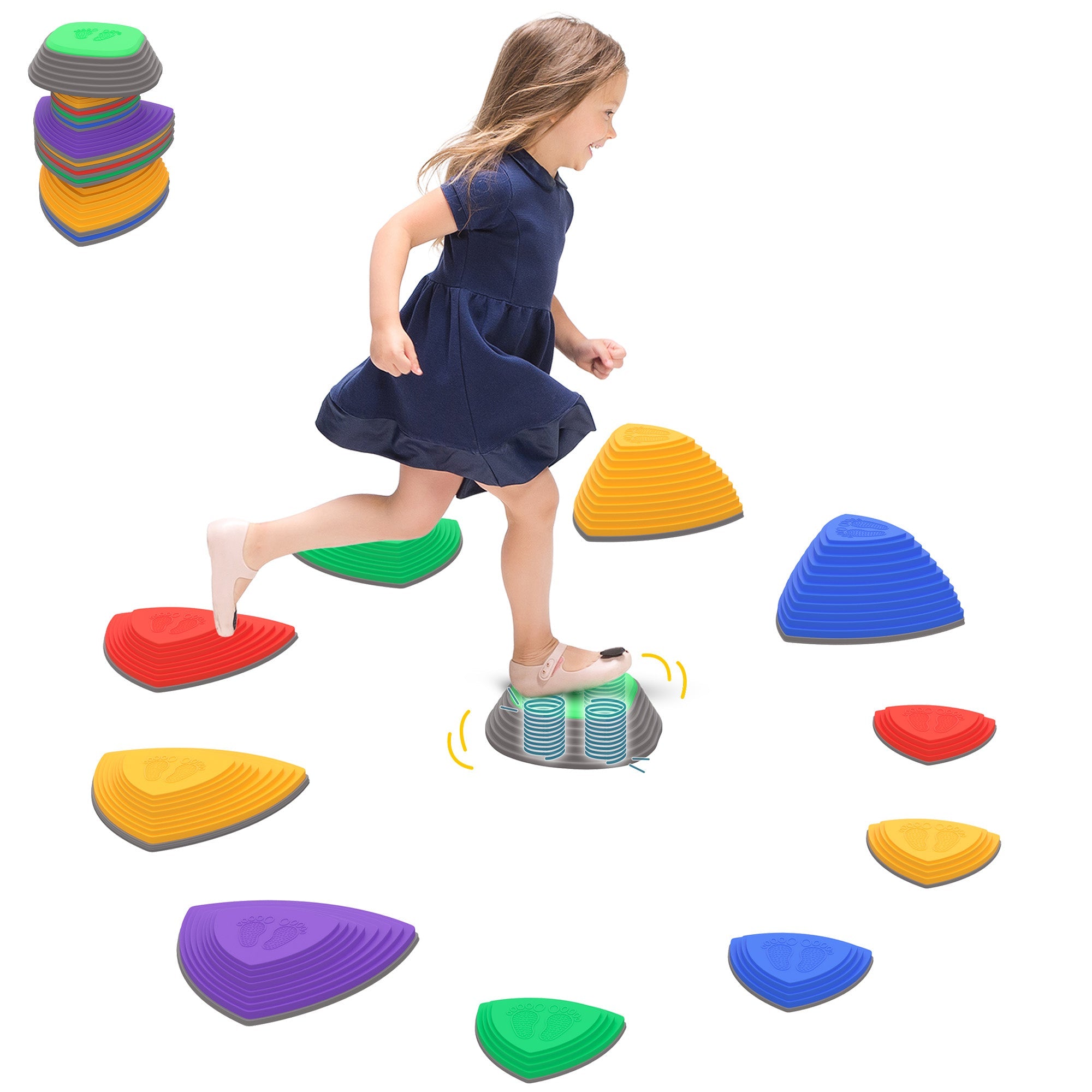 Outsunny Kids Balance Stepping Stones 11 pcs Set, Fun Indoor Outdoor Play Equipment for Obstacle Courses