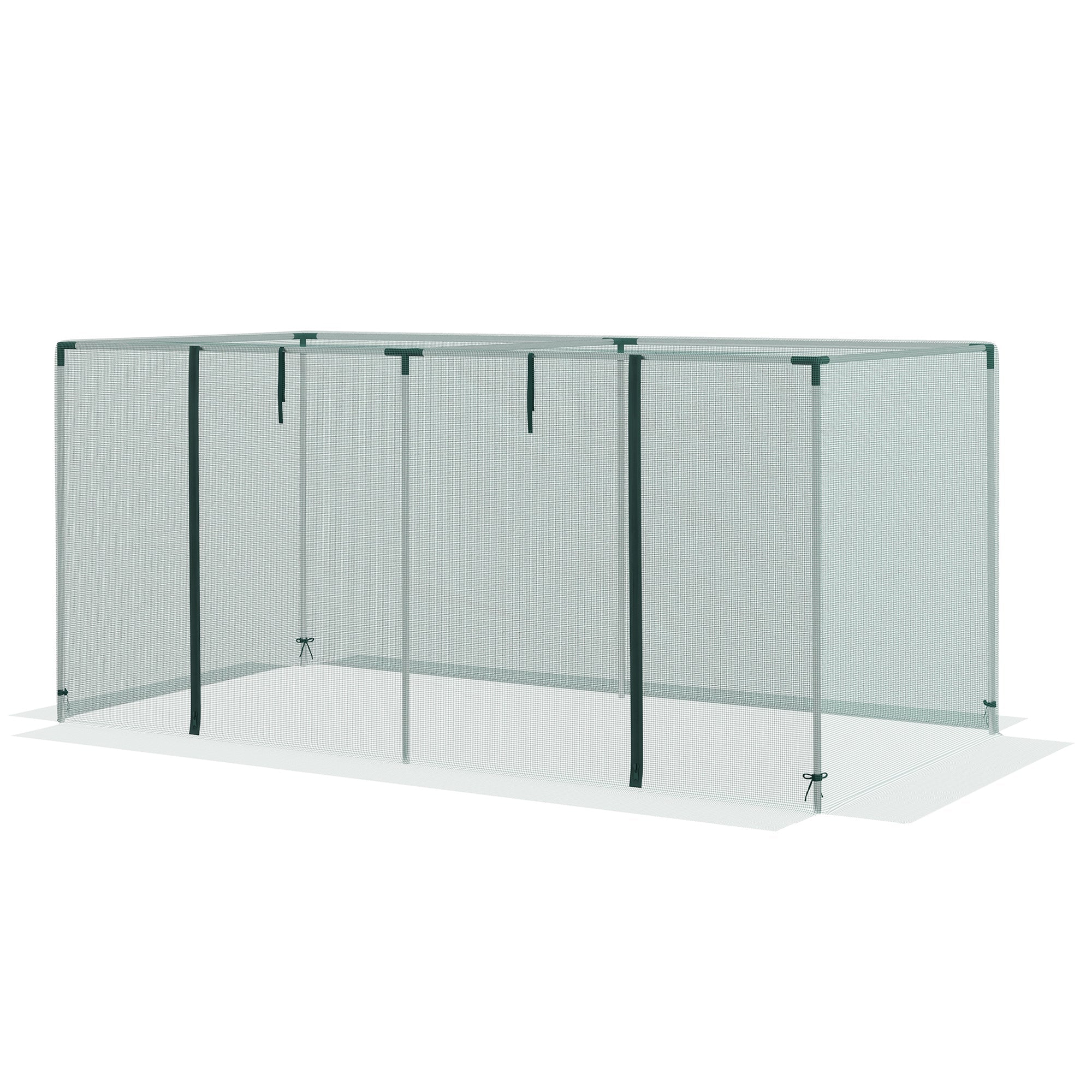 Outsunny Plant Protection Tent Galvanized Steel Crop Cage with Zippered Door 8'x4' Green for Outdoor Gardening