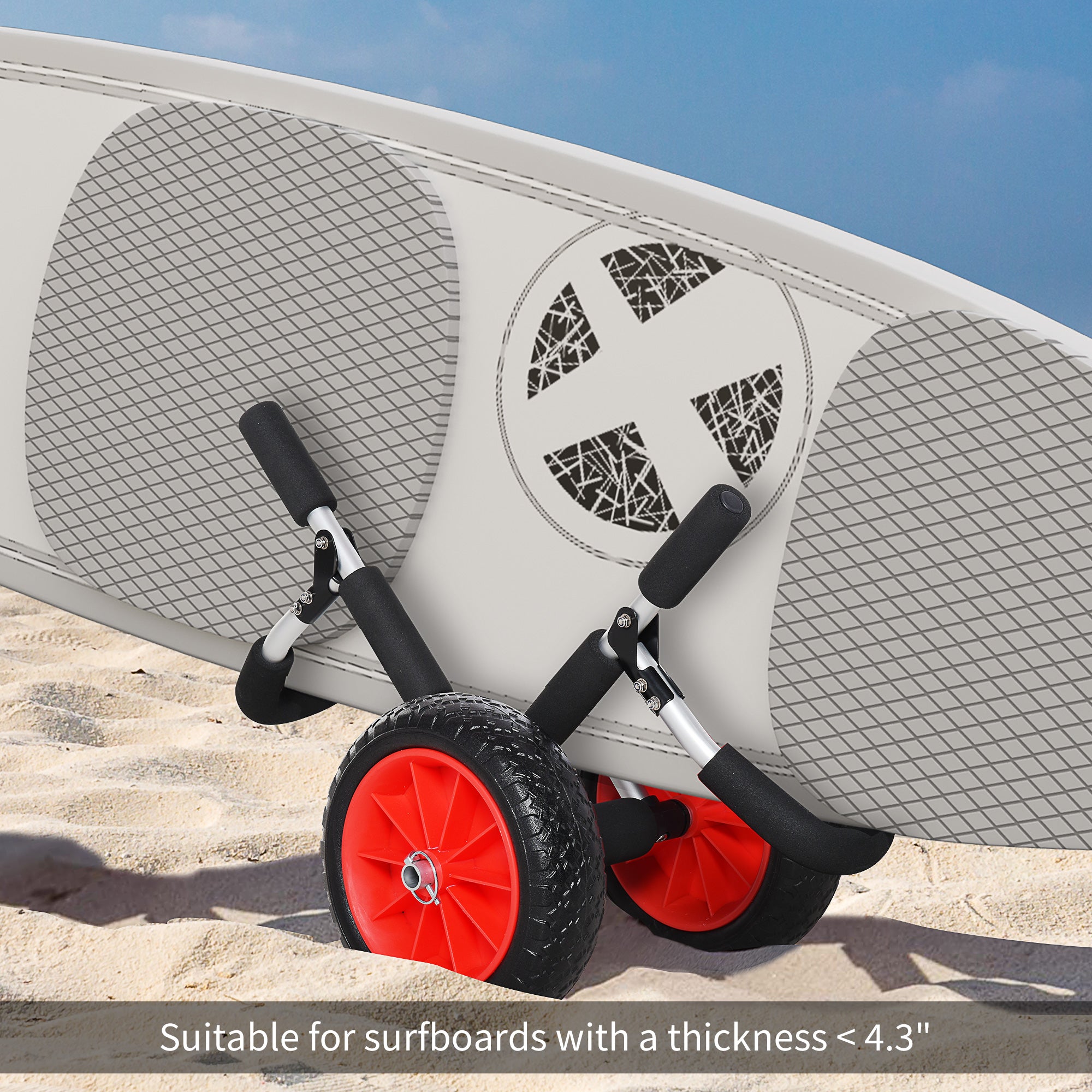 Outsunny Paddleboard Dolly Aluminum Surfboard Trolley Foldable Cart for SUPs Boat Canoe Carrier Tote Silver