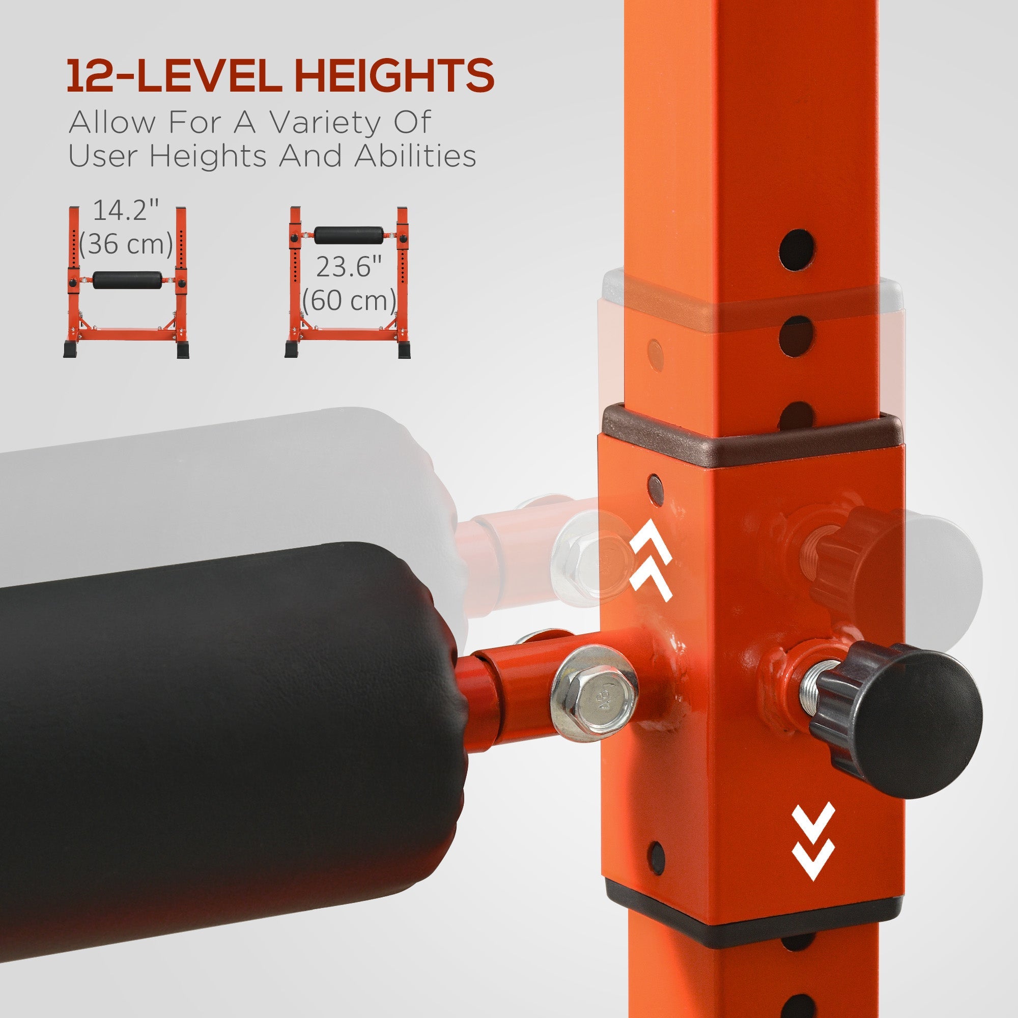 Soozier Bulgarian Split Squat Stand, Single Leg Squat Stand, 12-Level Adjustable Squat Roller for Lower Body Strength Training, Red