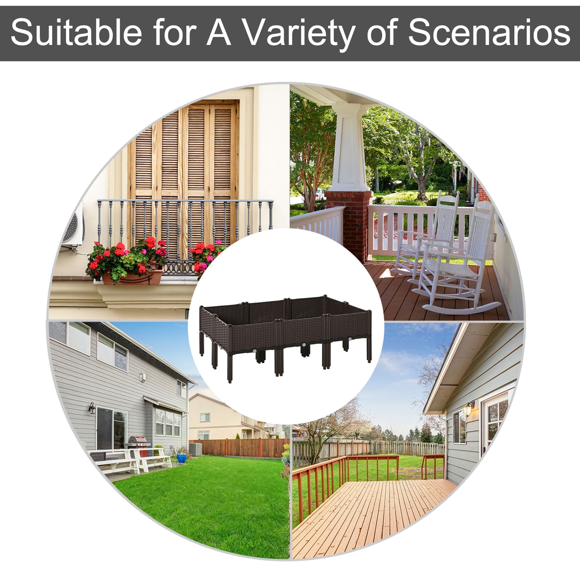 Outsunny 6-piece Raised Garden Bed PP Stackable Flower Vegetable Herb Grow Box Plant Stand