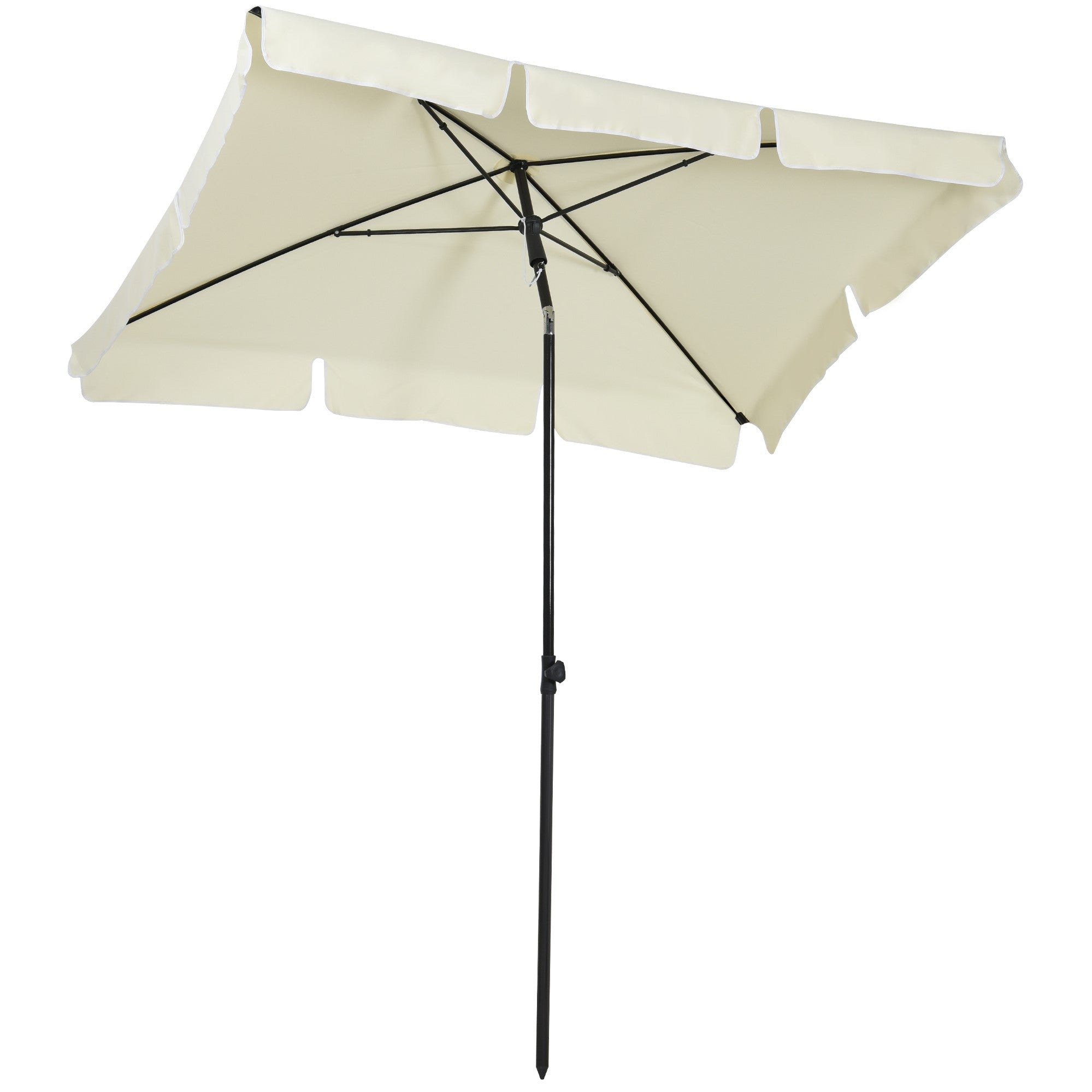 Outsunny Patio Umbrella: 7x4ft Rectangular Aluminum Tilt UV Protection Beige