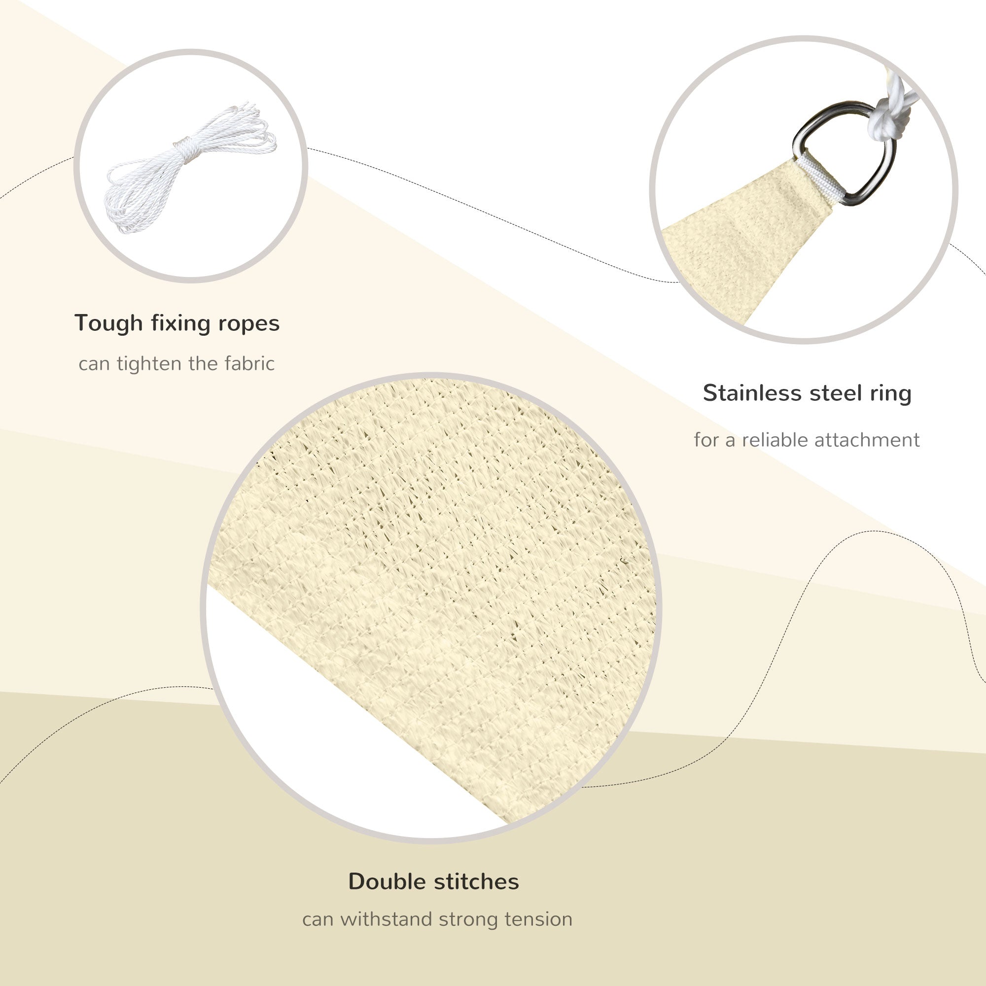 Outsunny Triangle 10' x 10' x 10' Outdoor Sun Shade Sail, Garden Cover UV Block Fabric Canopy for Patio, Deck, Cream