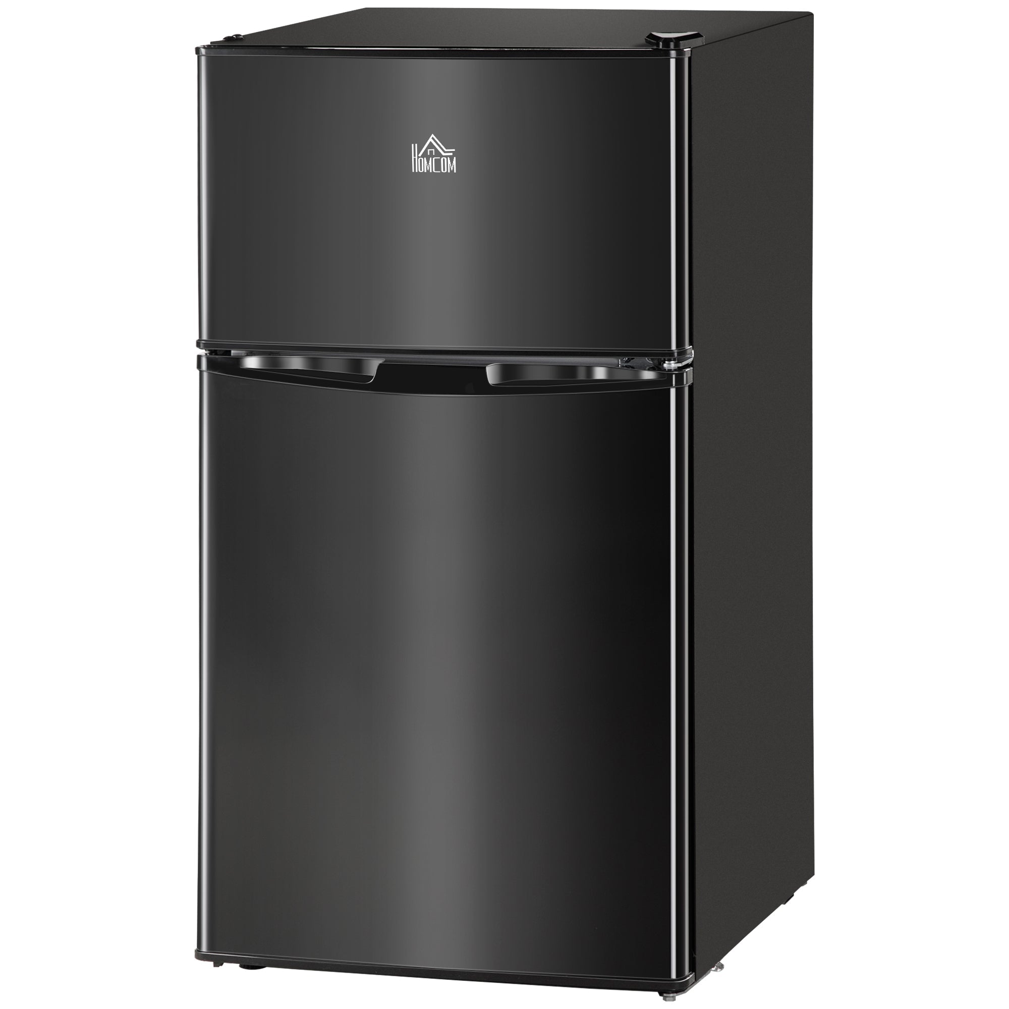 HOMCOM 3.2 Cu Ft Compact Refrigerator, Mini Fridge with Freezer, Adjustable Shelves and Reversible Doors for Bedroom, Black