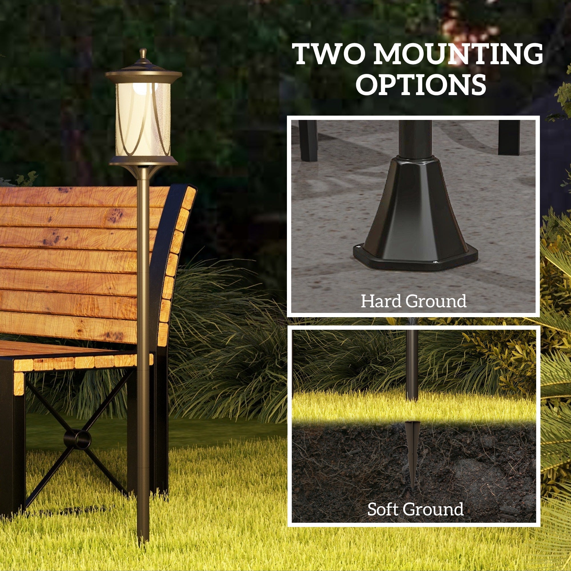 Outsunny 50" Solar LED Post Light, Cool White Outdoor Lamp, Waterproof for Patio, Garden, Pathway