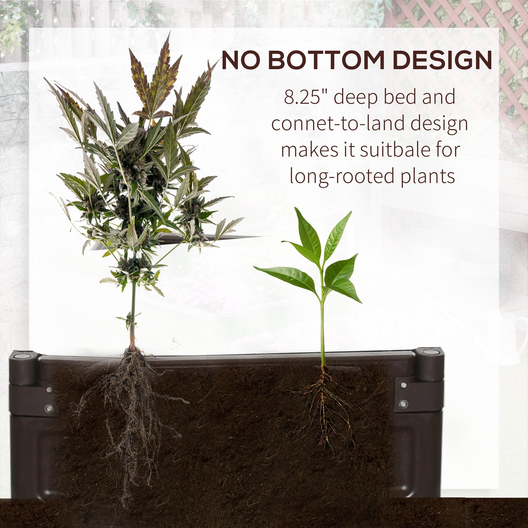 Outsunny 25"x8" Raised Garden Planter: Above Ground Box for Flowers, Herbs, Veggies, Outdoor