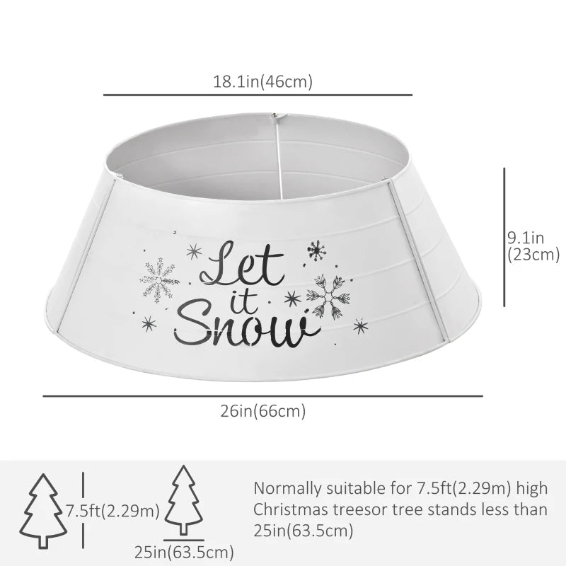 HOMCOM 26" Metal Christmas Tree Collar – Round Tree Ring in White for Holiday Home Decoration
