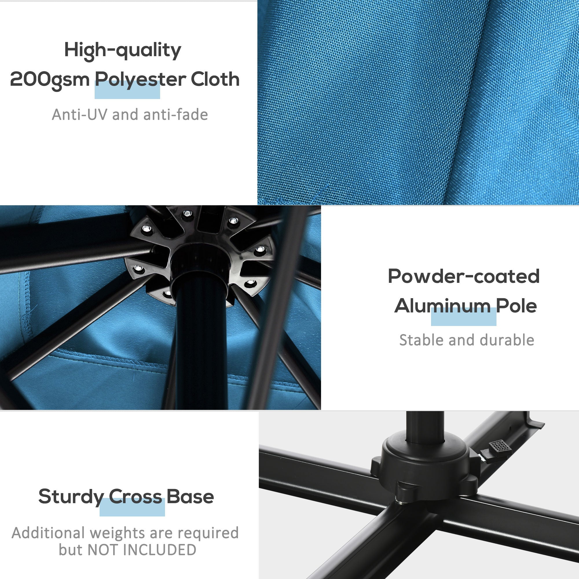 Outsunny 8' x 8' Square Patio Hanging Offset Umbrella with 360° Rotation, Aluminum Outdoor Cantilever Market Parasol, Turquoise