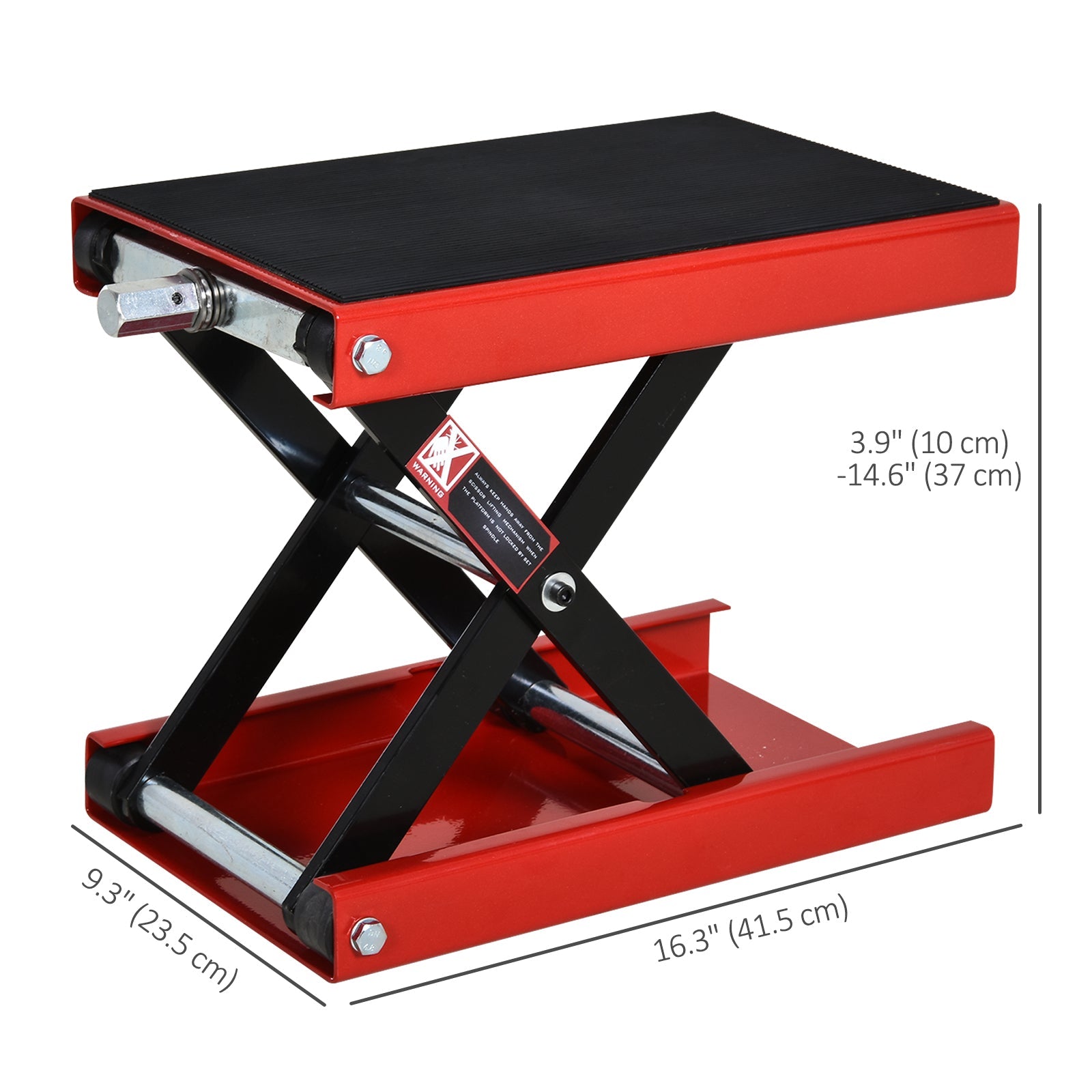 HOMCOM 1100lbs Motorcycle Jack, Height Adjustable Motorcycle Scissor Lift Jack with Anti-Slip Wide Deck for Home Garage, Red