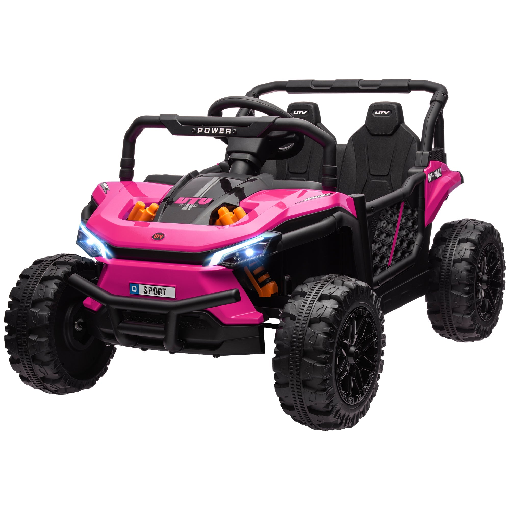Qaba 12V Kids Ride On Car, Toy Truck with Remote Control, Spring Suspension, LED Headlights, 3 Speeds, Pink