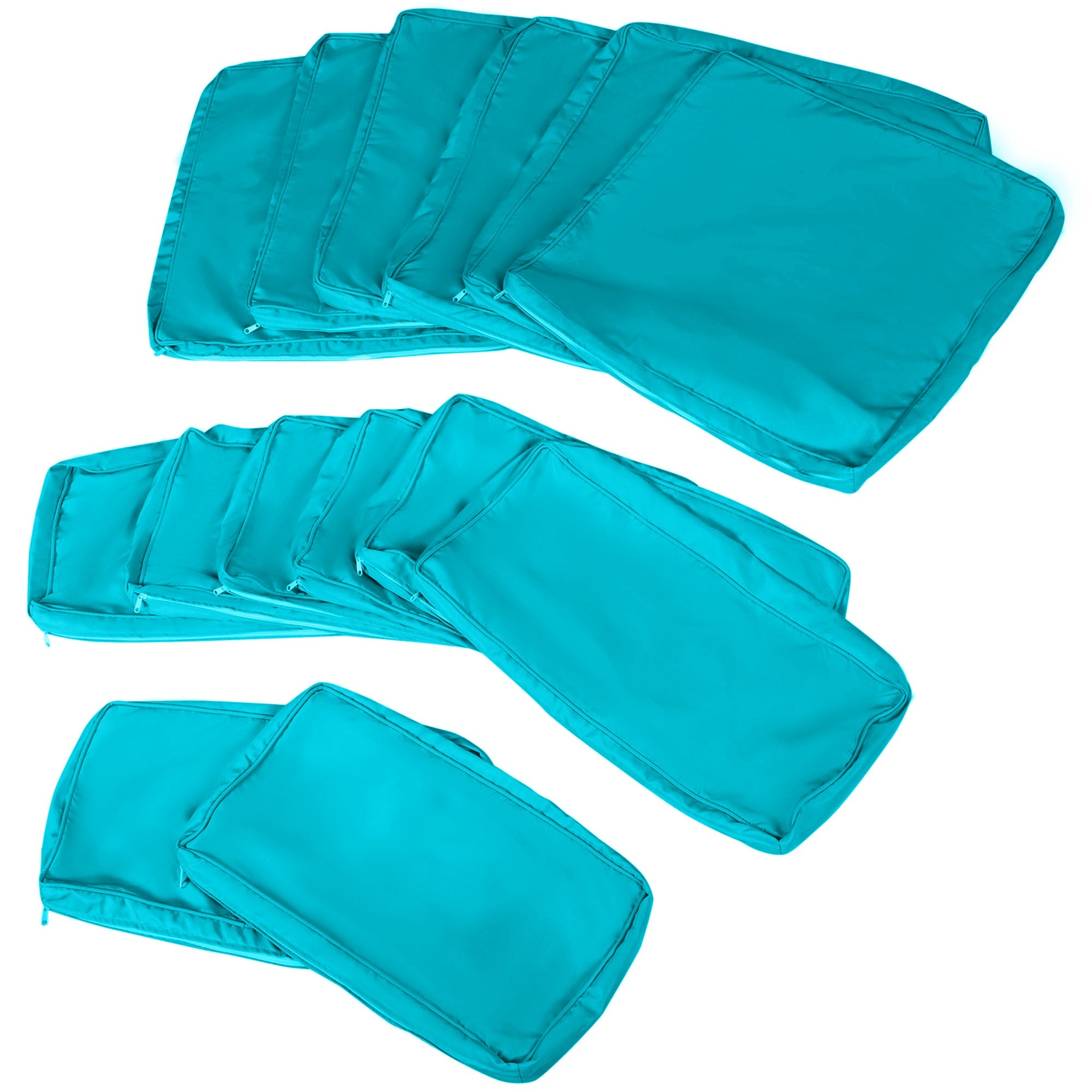 Outsunny 14pc Rattan Sofa Set Cover Replacement, Durable Polyester, No Cushion, Refresh Your Patio - Turquoise