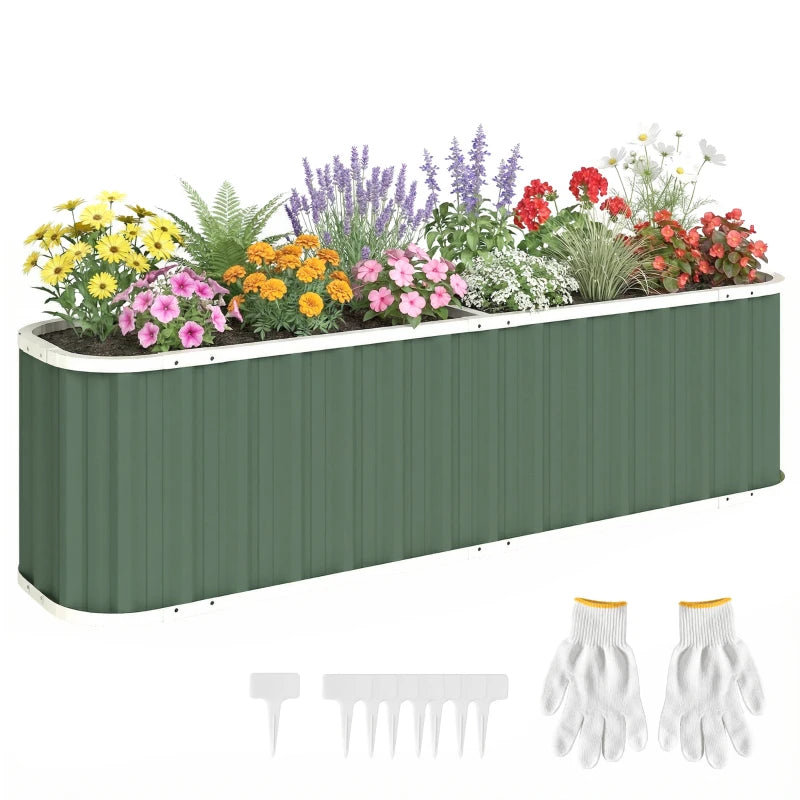 Galvanized Raised Garden Bed, Deep Rot Planter Box, Outdoor Garden Bed with Plant Labels, 7' x 2' x 2', Light Green
