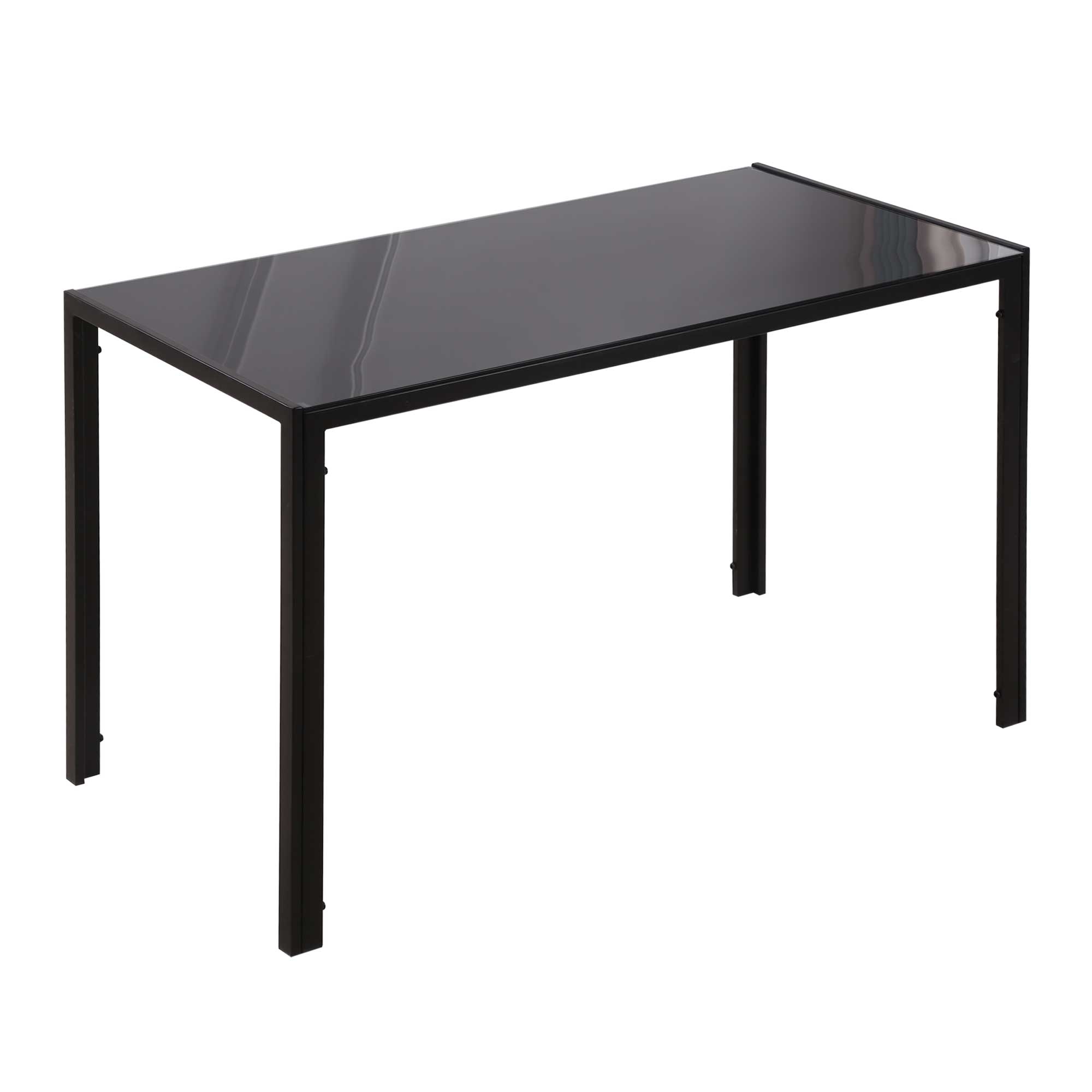 HOMCOM Modern Dining Table for 4 Tempered Glass Top Metal Legs Kitchen Room Furniture Black