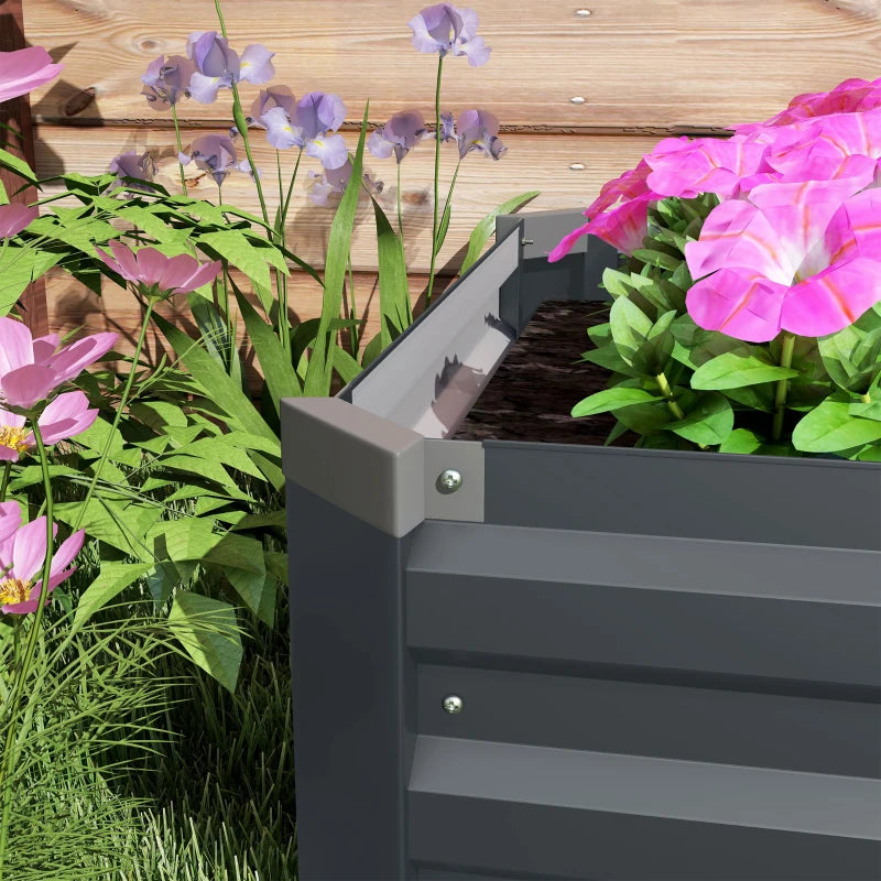 8'x2'x1' Galvanized Raised Bed, Large Elevated Planter Box for Growing Flowers, Herbs and Vegetables, Dark Grey