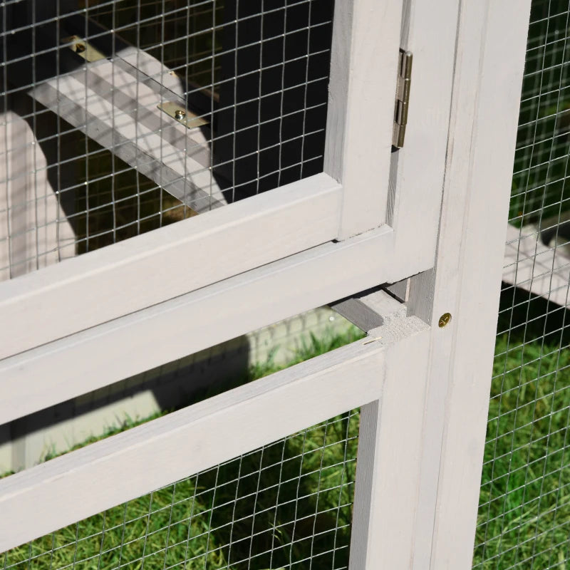 Large Rabbit Hutch Wood Bunny Cage Outdoor Guinea Pig House with Double Runs Slide Out Tray Ramps