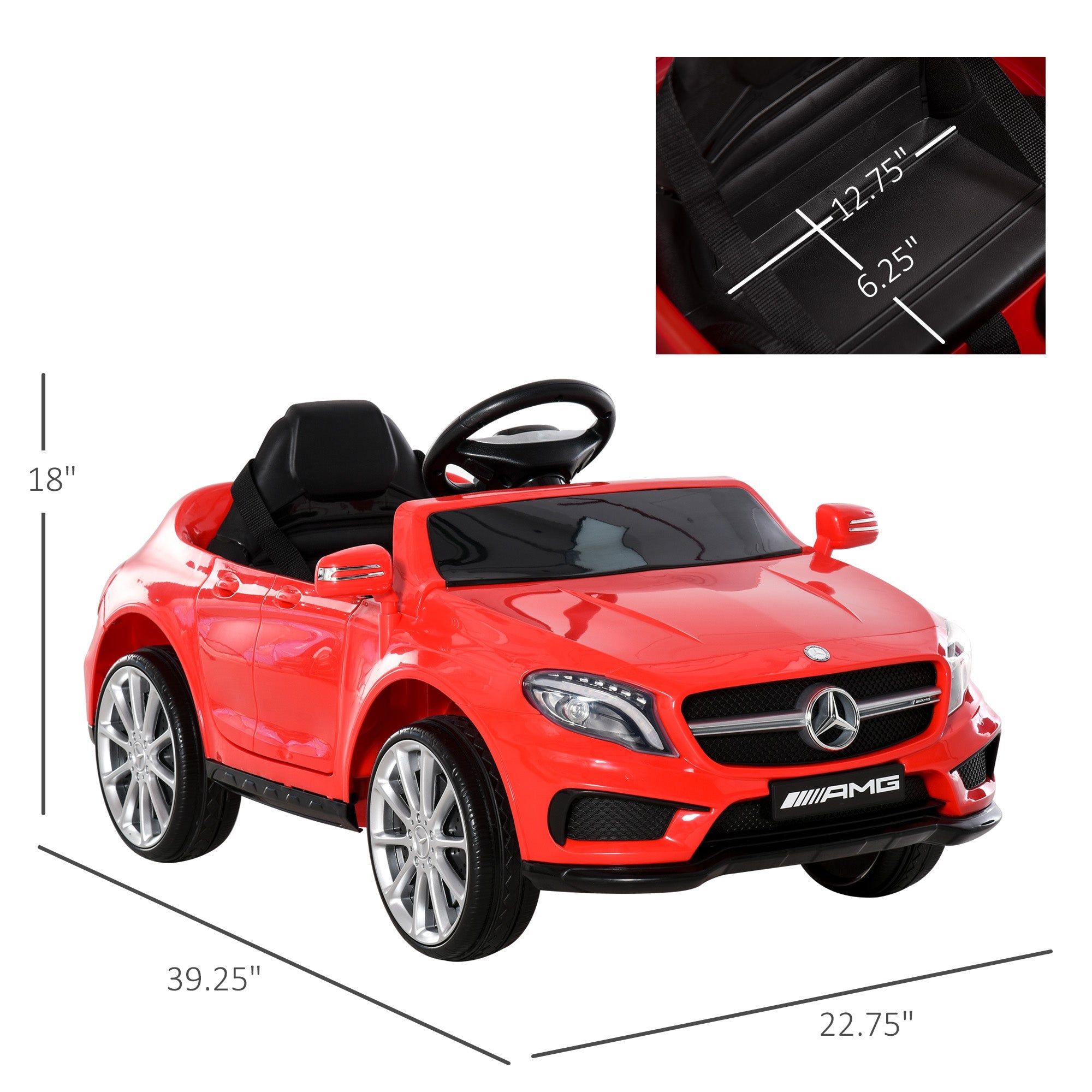 Aosom 6V Kids Licensed Ride On Car Toy Battery Powered High/Low Speed with Headlight Music and Remote Control Red