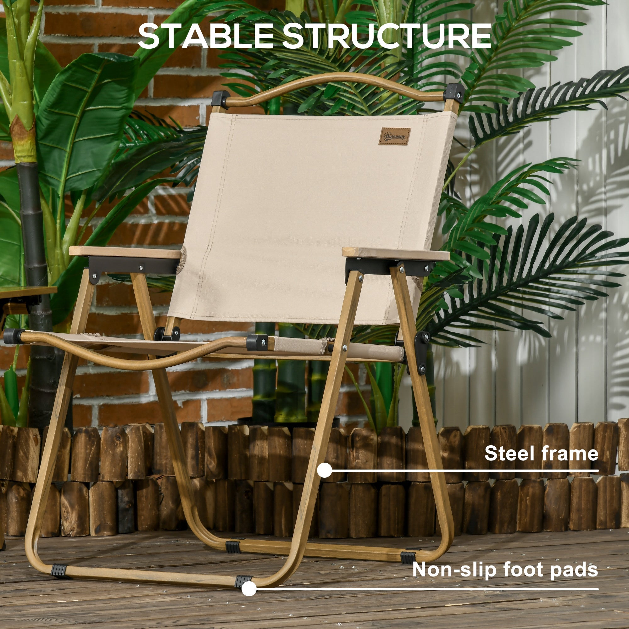 Outsunny Camping Chair, Lightweight Folding Chair, Portable Armchair, Excellent for Festivals, Fishing, Khaki