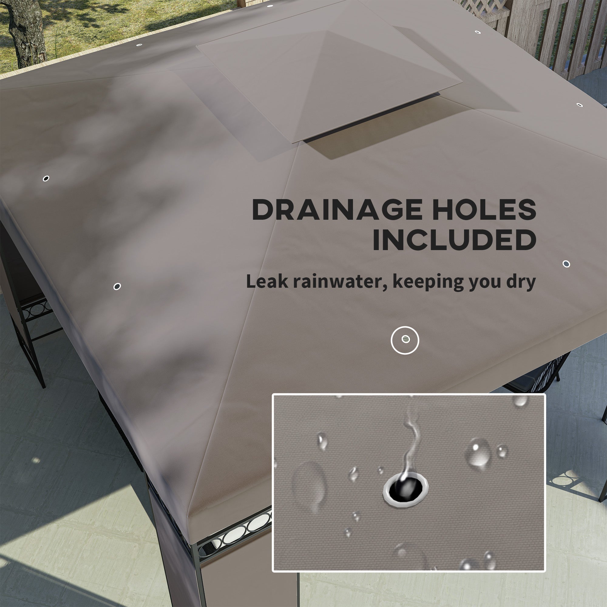 Outsunny 10 x 10 FT Canopy Gazebo, Double Roof Patio Gazebo with Screen Panels and Metal Frame for Deck, Backyard, Khaki