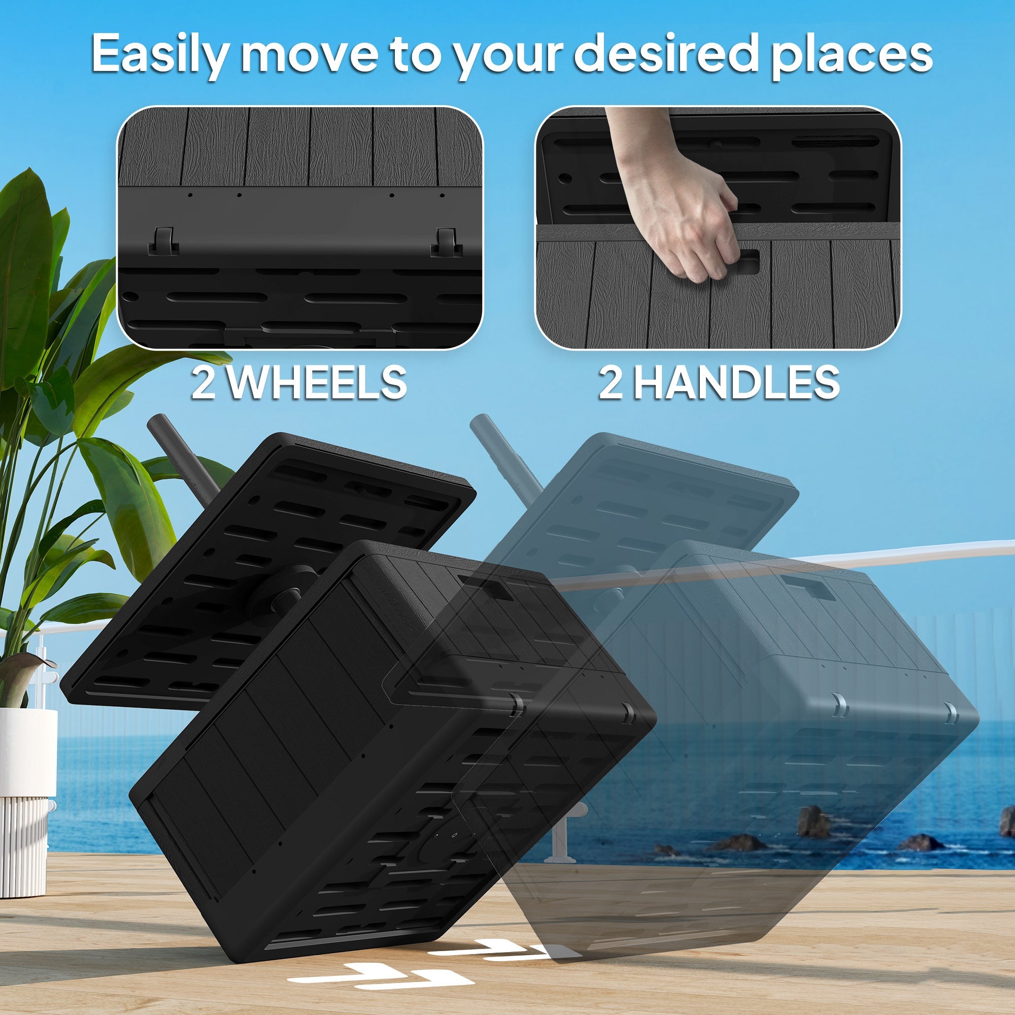 Outsunny Patio Umbrella Weighted Base with Table Tray, Heavy Duty Umbrella Base with Wheels Handles, 176lbs with Stand Filling, Patio Umbrella Stand Base for Garden Poolside, Black