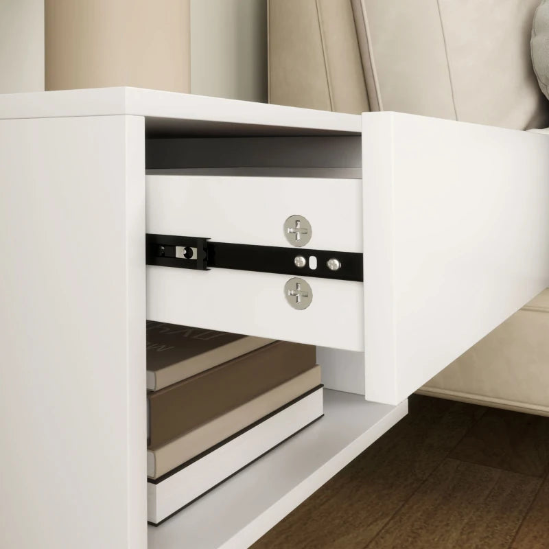 Floating Nightstand Set of 2, Wall Mounted Bedside Table with Drawer for Bedroom, White