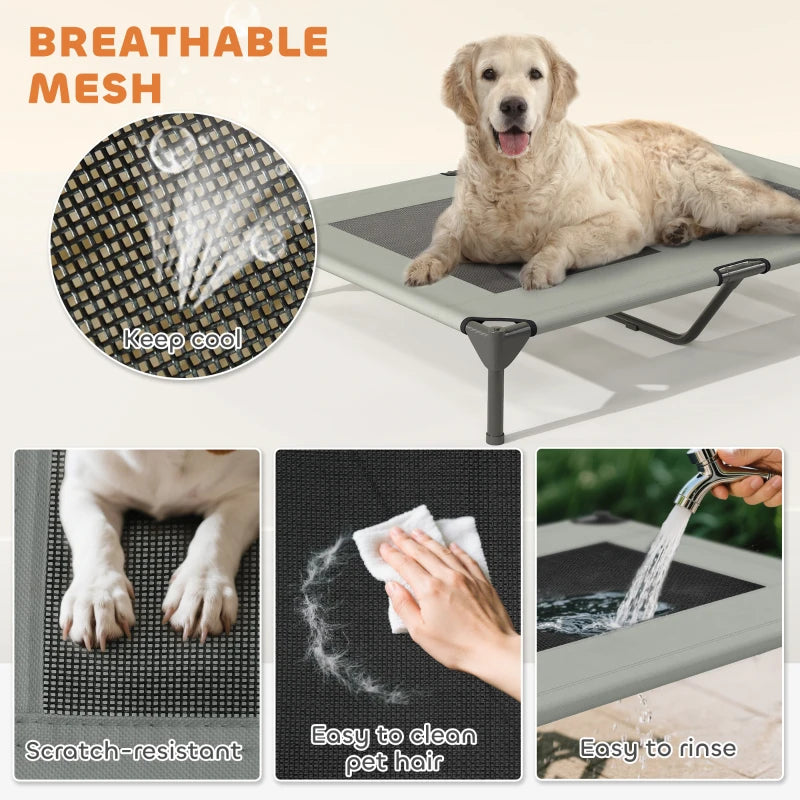 Elevated Dog Bed with Canopy Raised Dog Bed Washable Mesh Steel Frame 41.7" x 29.9" x 39" Light Grey
