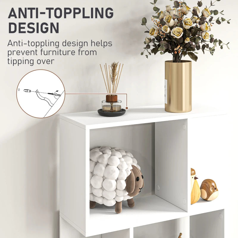 5-Tier Geometric Bookshelf, S Shaped Bookcase, Modern Freestanding Display Shelf Unit for Home Office, White