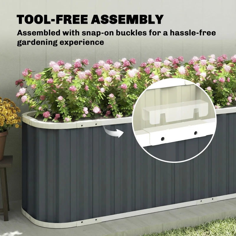 Galvanized Raised Garden Bed, Deep Rot Planter Box, Outdoor Garden Bed with Plant Labels, 7' x 2' x 2', Dark Grey