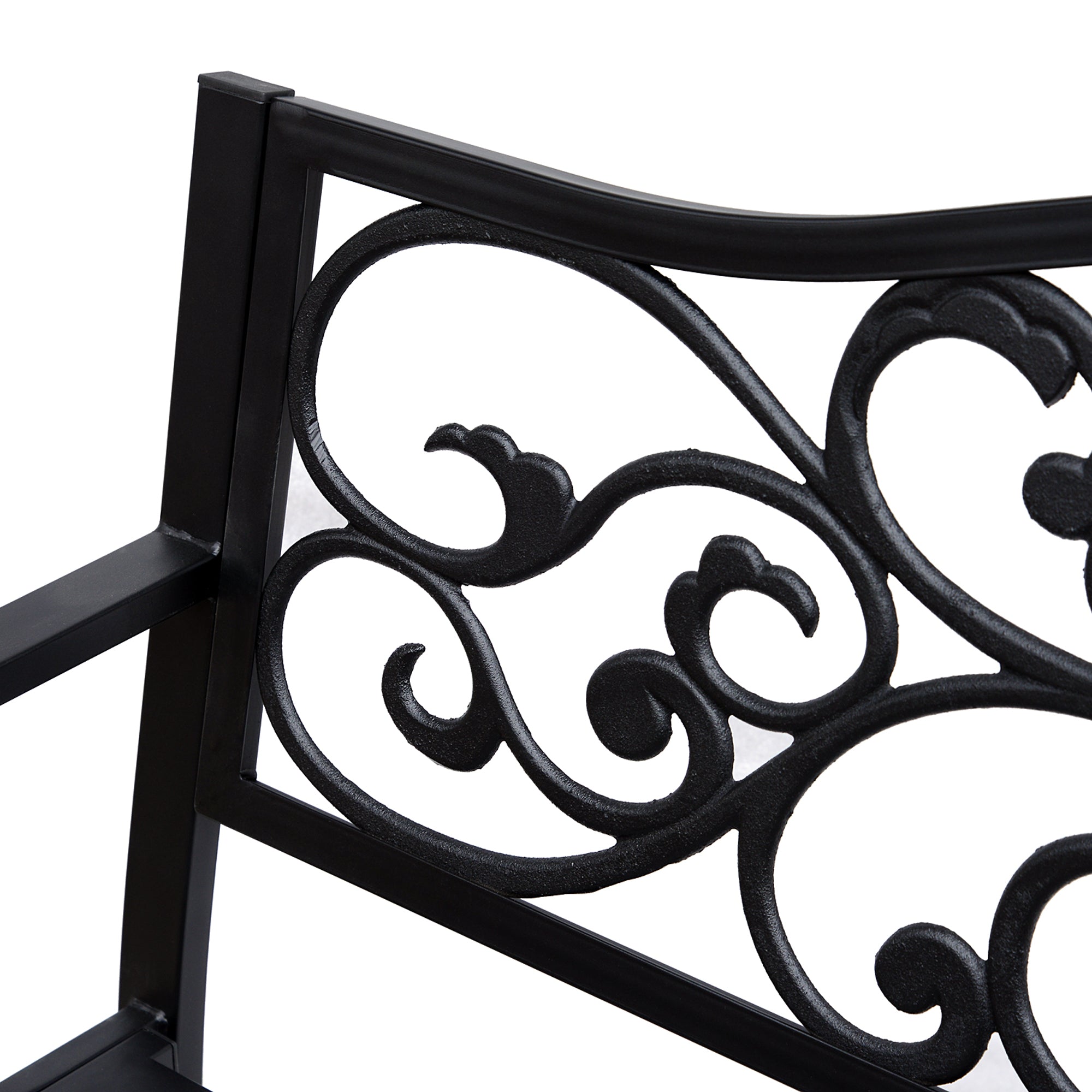 Outsunny Garden Bench Outdoor Loveseat with Vintage Floral Pattern Cast Metal, 50" x 23.6" x 35", Black