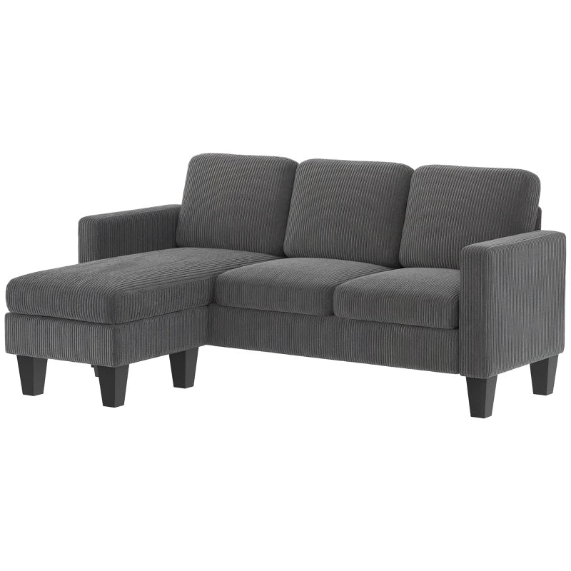 Sectional Sofa, L Shaped Couch, with Changeable Chaise or Ottoman, Dark Grey