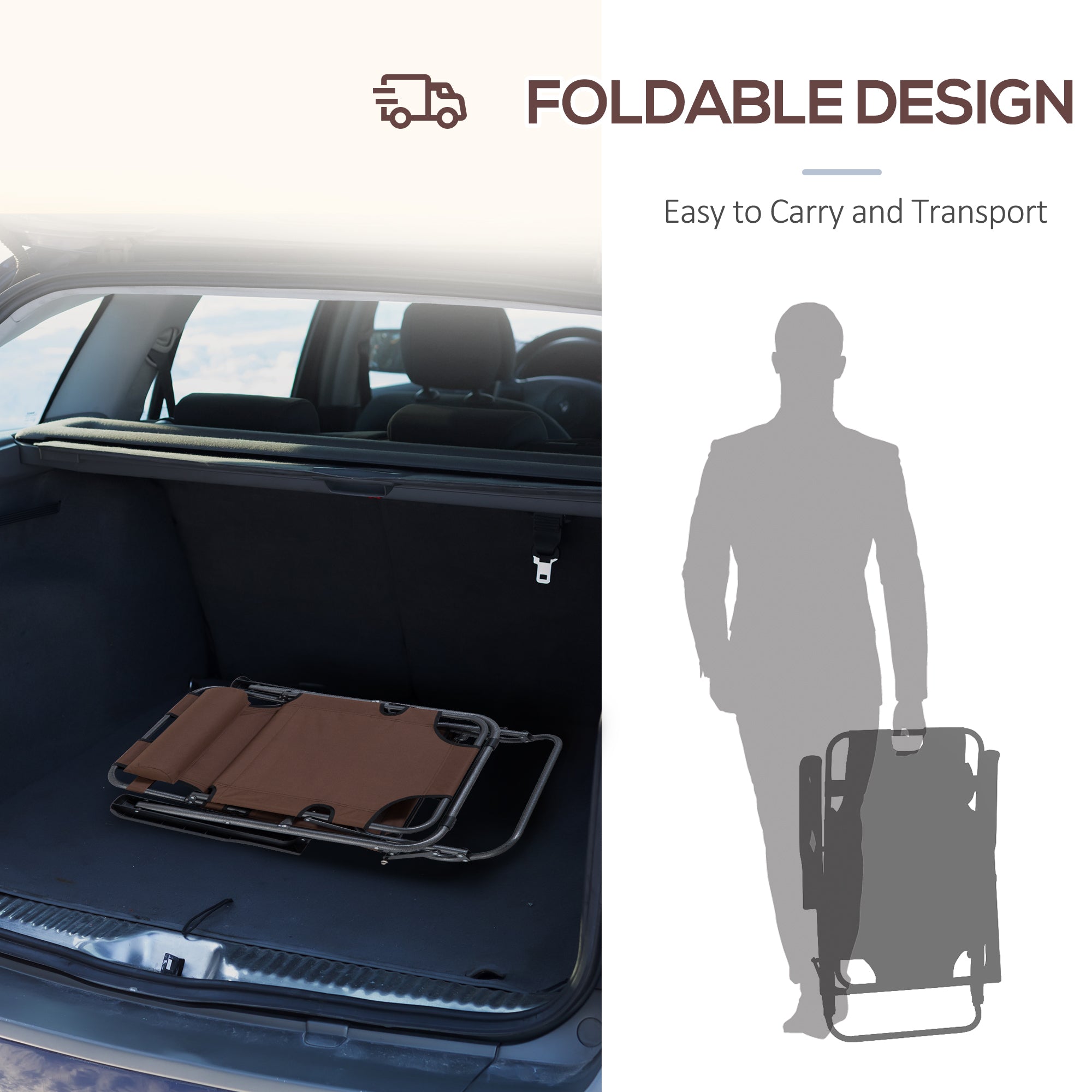 Outsunny Adjustable Folding Chaise Lounge Chair Portable Recliner Sun Lounger Outdoor Garden Seat with Pillow Brown